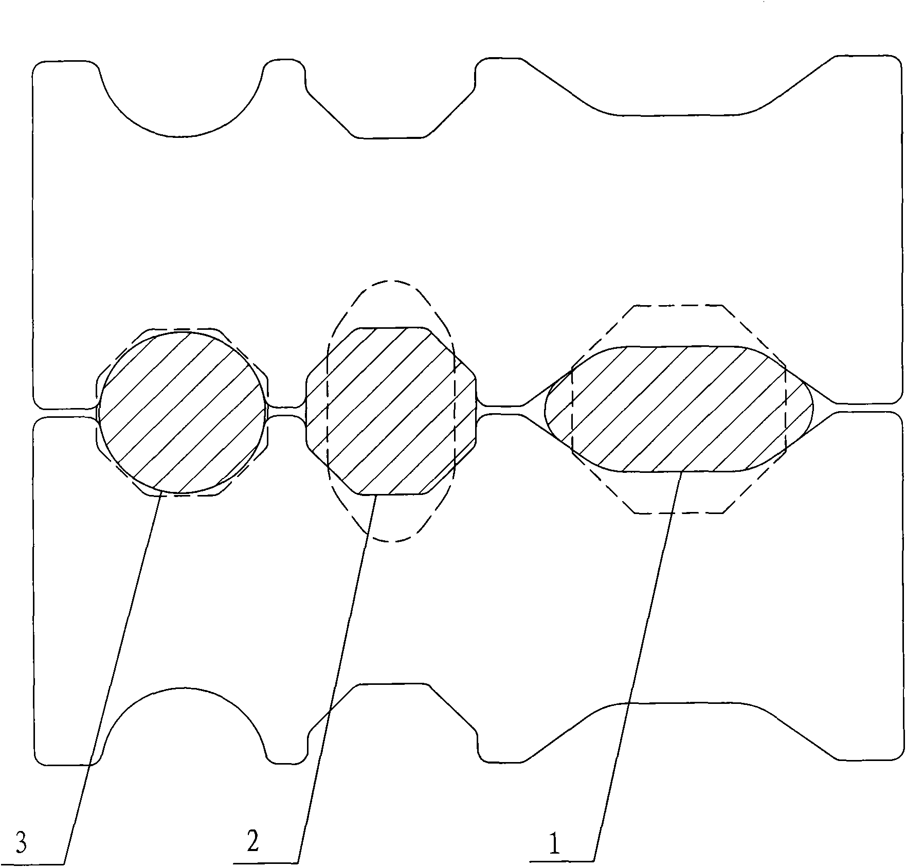 Hole type system and rolling process for super large diameter round steel production