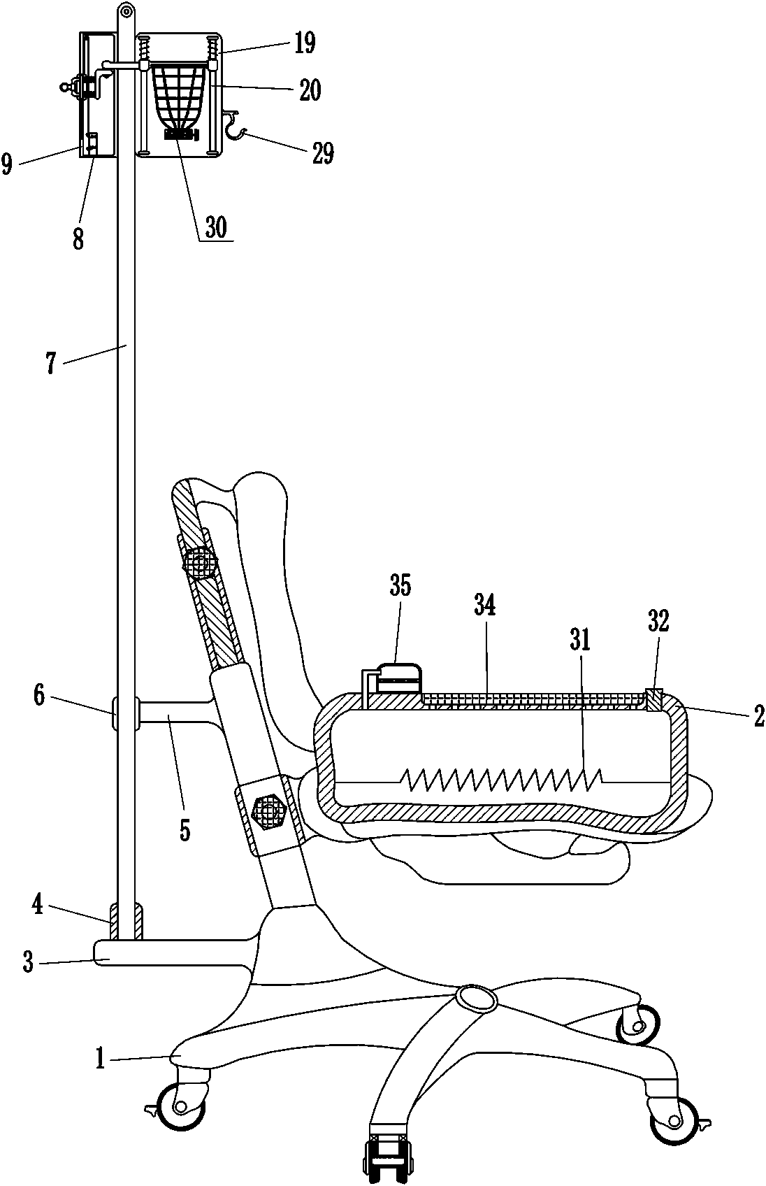 Special infusion chair for pediatric isolation ward