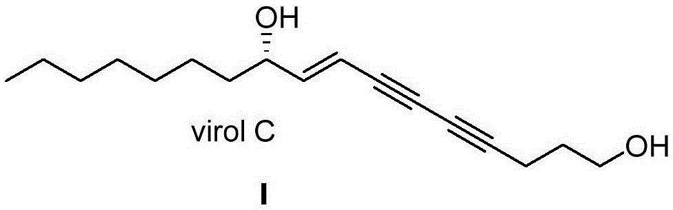 Polyacetylene type cowbane extract (S)-Virol C and synthetic method thereof