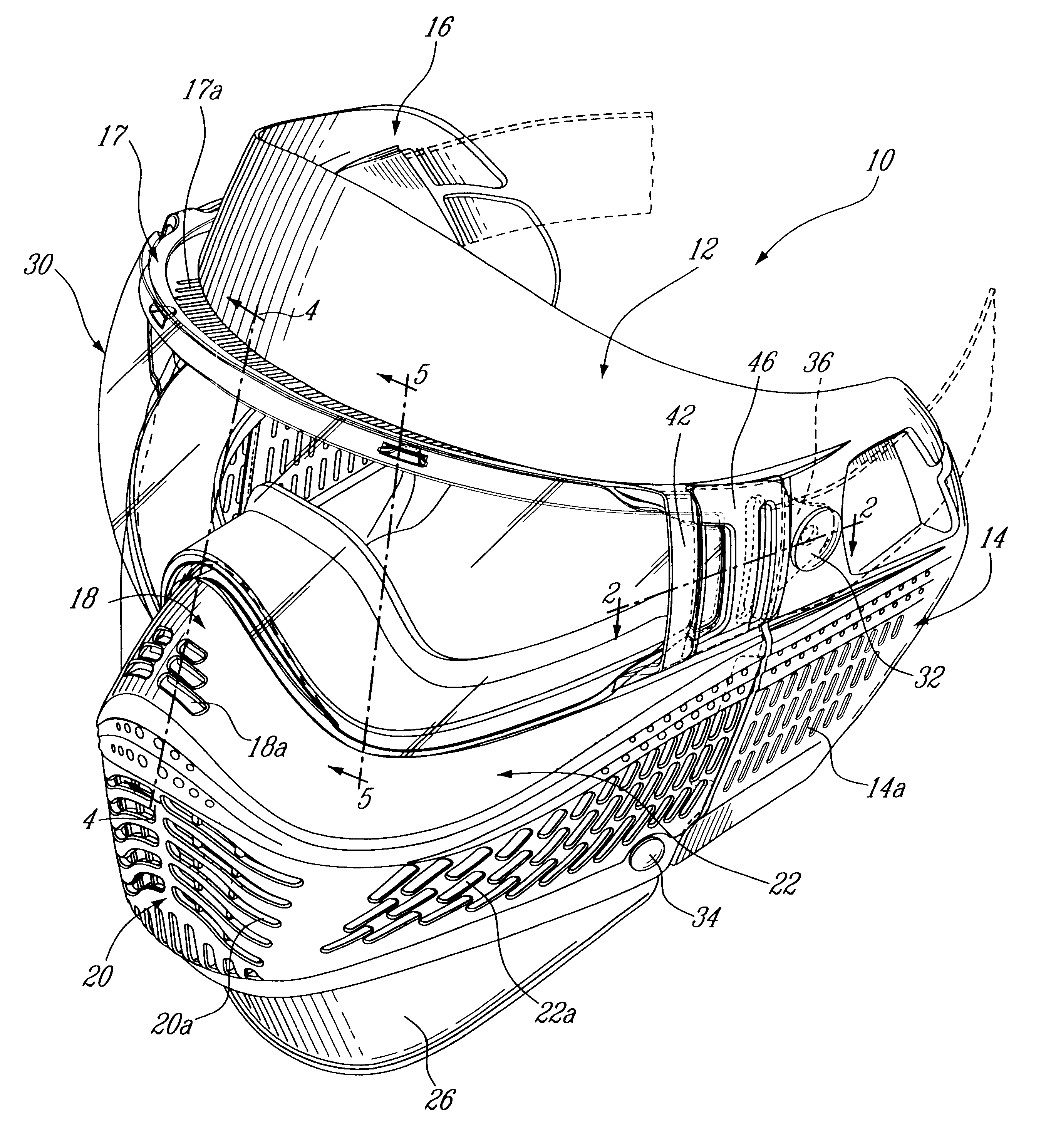 Protective mask with anchor clamp for physical games