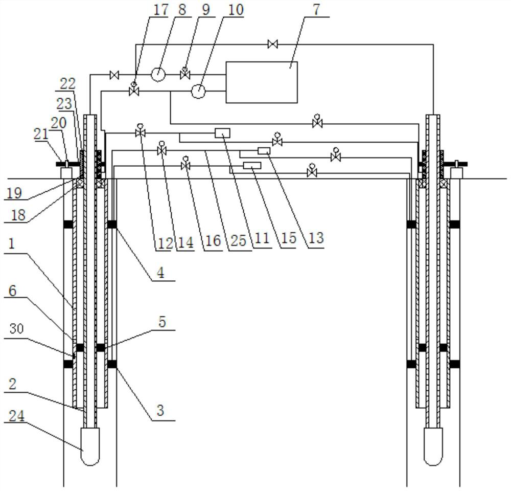 A vacuum and pressure composite groundwater source heat pump recharge device