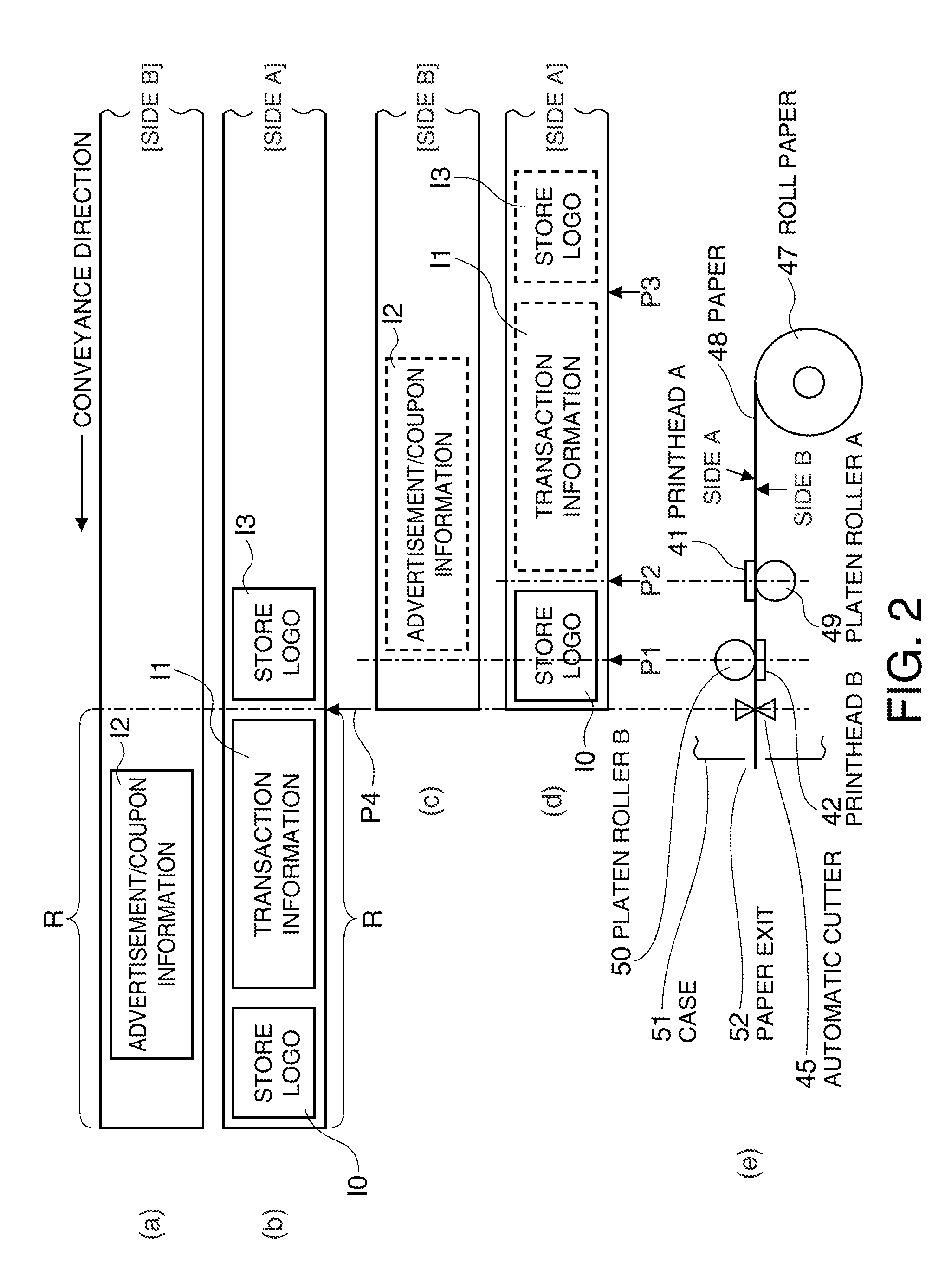 Two-sided receipt printing method, two-sided receipt printing device, and recording medium storing a program executed by a control unit that controls a two-sided receipt printing device