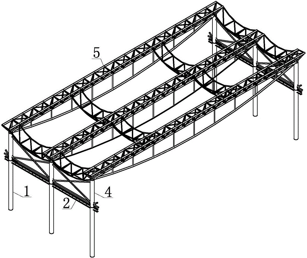 High-position equal-elevation with-column slipping structure and method for large-span space structure