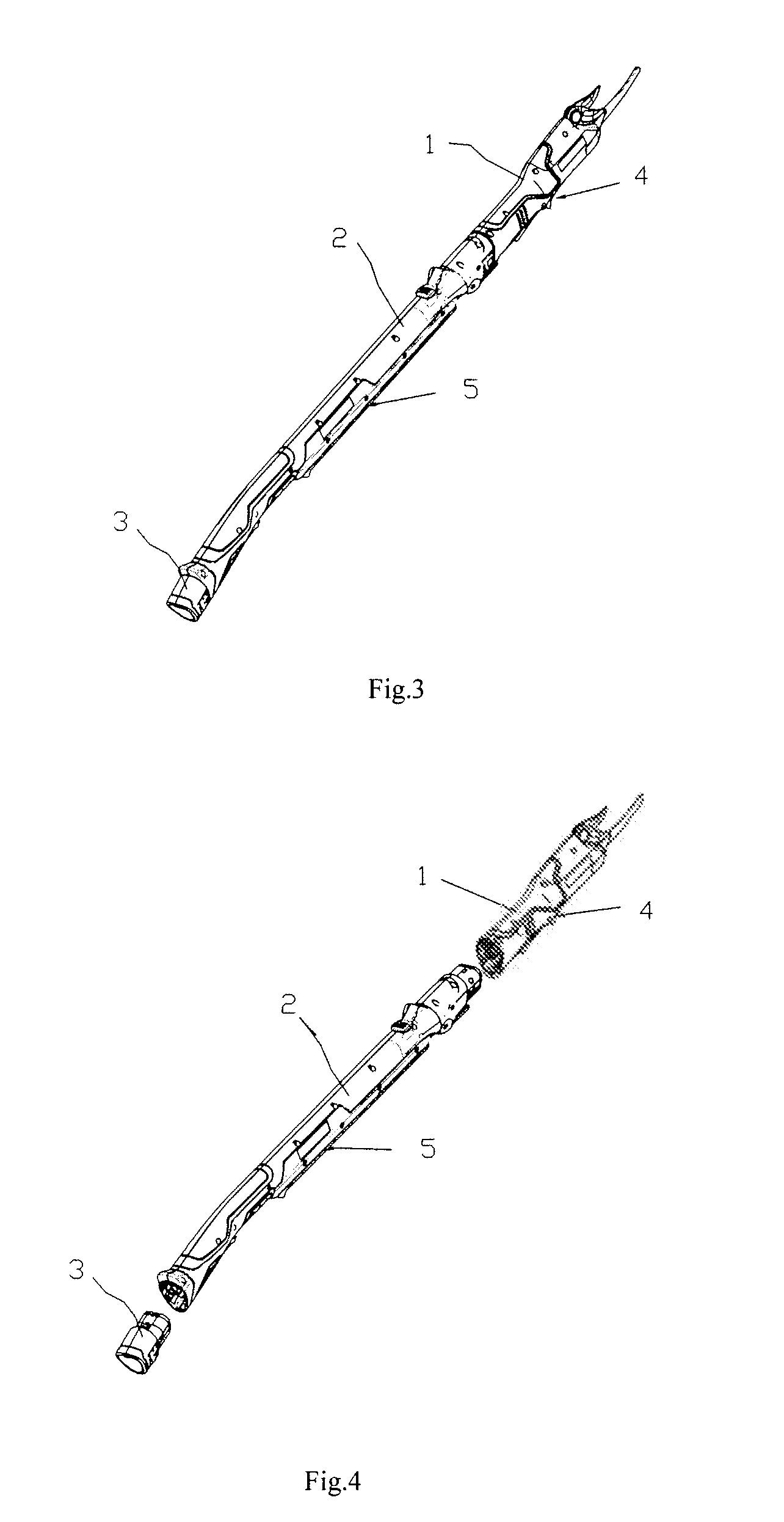 Pruning machine with an extending rod