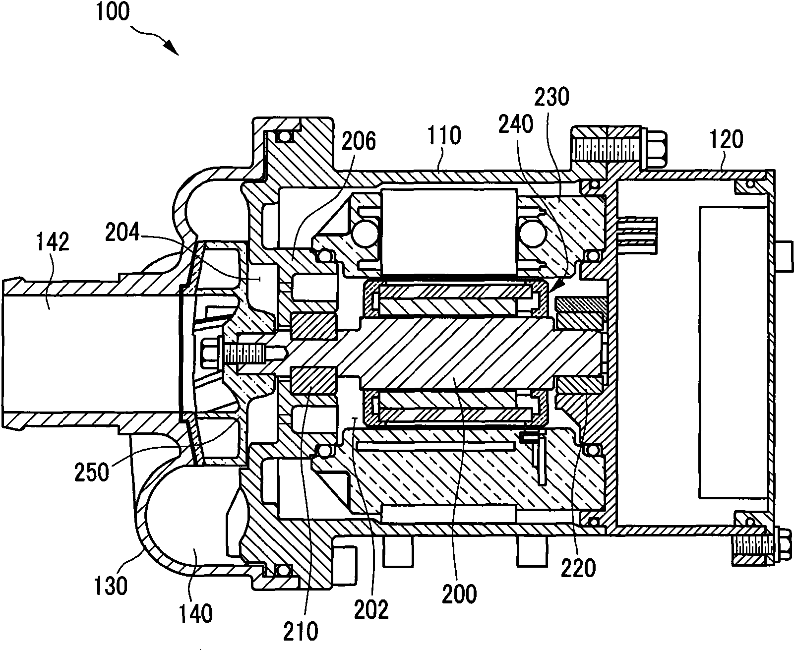 Water pump provided with a bearing