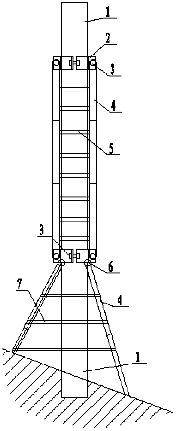 Support frame for climbing electric pole