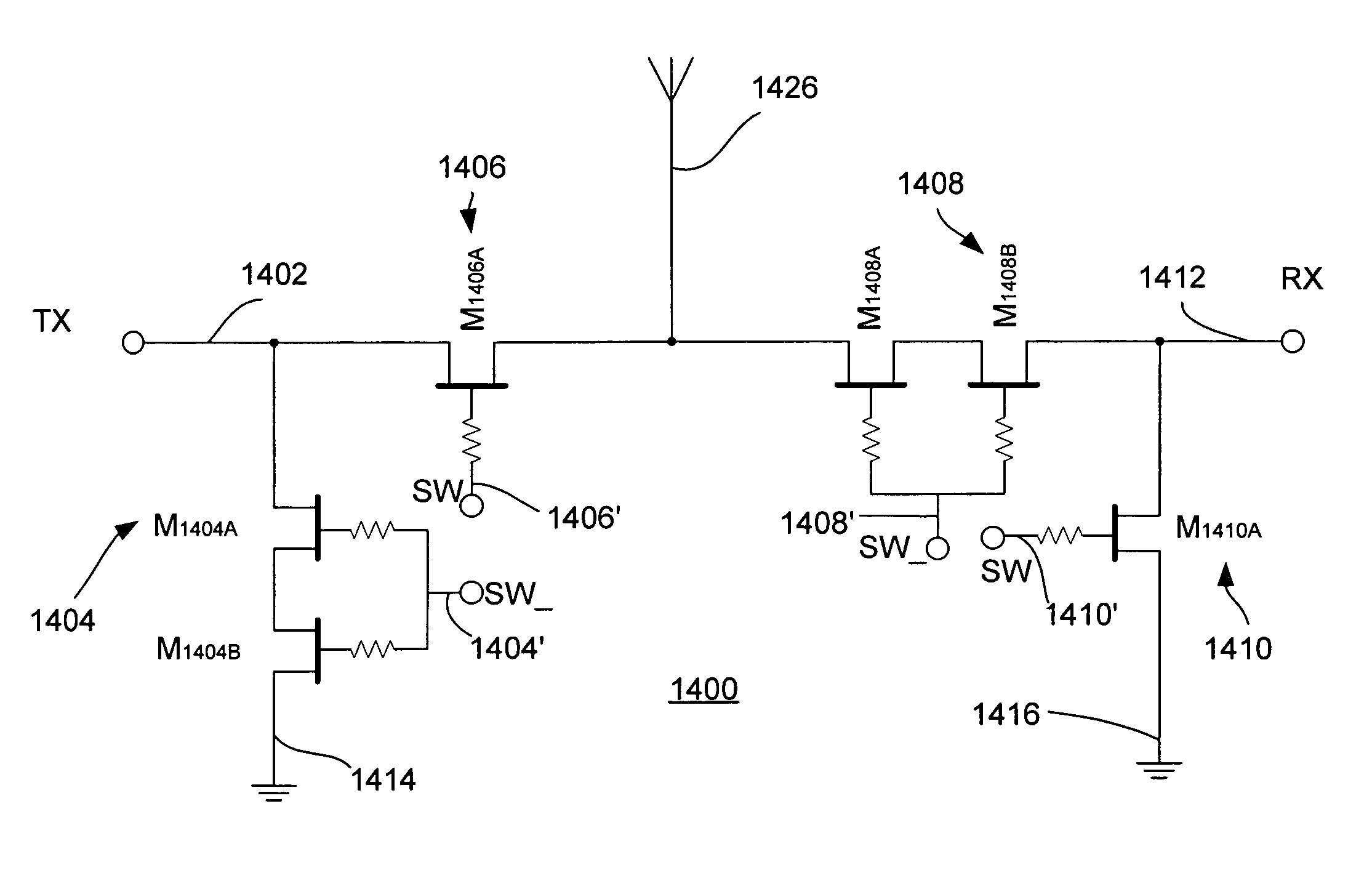 Symmetrically and asymmetrically stacked transistor group RF switch