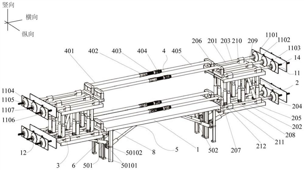 Corrugated steel web PC box girder, inner supporting and outer pulling device and construction method of supporting at first and lining next