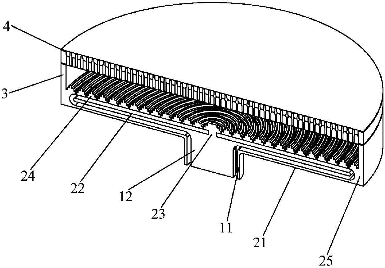 High power microwave radial line mode conversion slot antenna