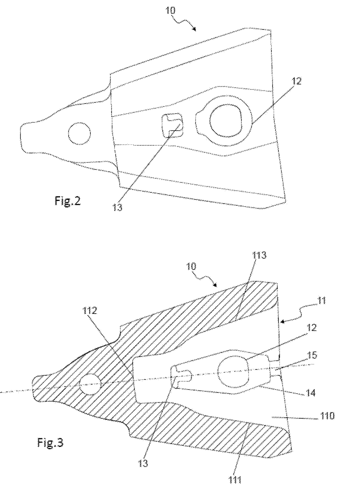 Female part, retaining device and pin system for excavators and the like