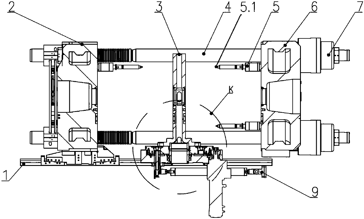 Horizontal rotating mold clamping mechanism of injection molding machine