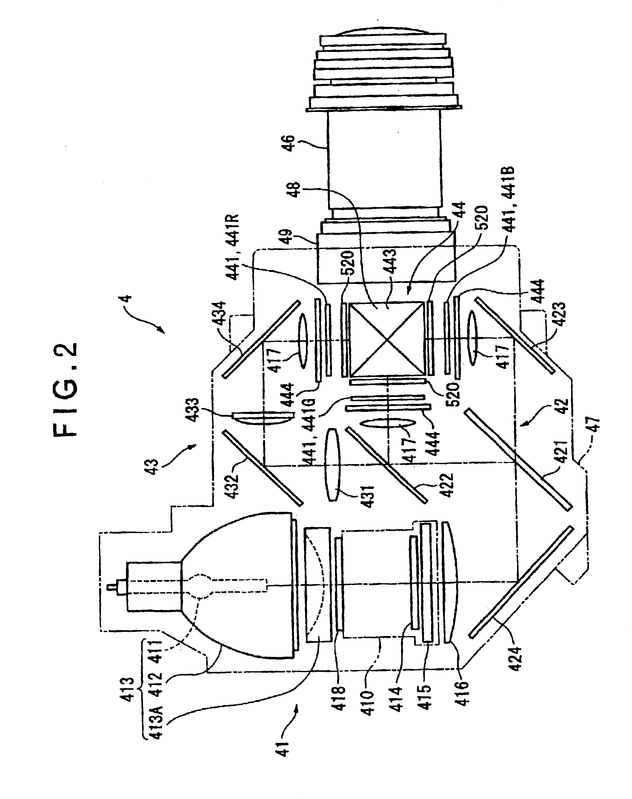 Optical device and projector having the optical device