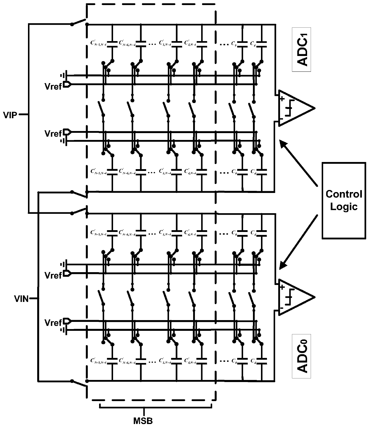 Capacitor array switching method applied to low-voltage SAR ADC