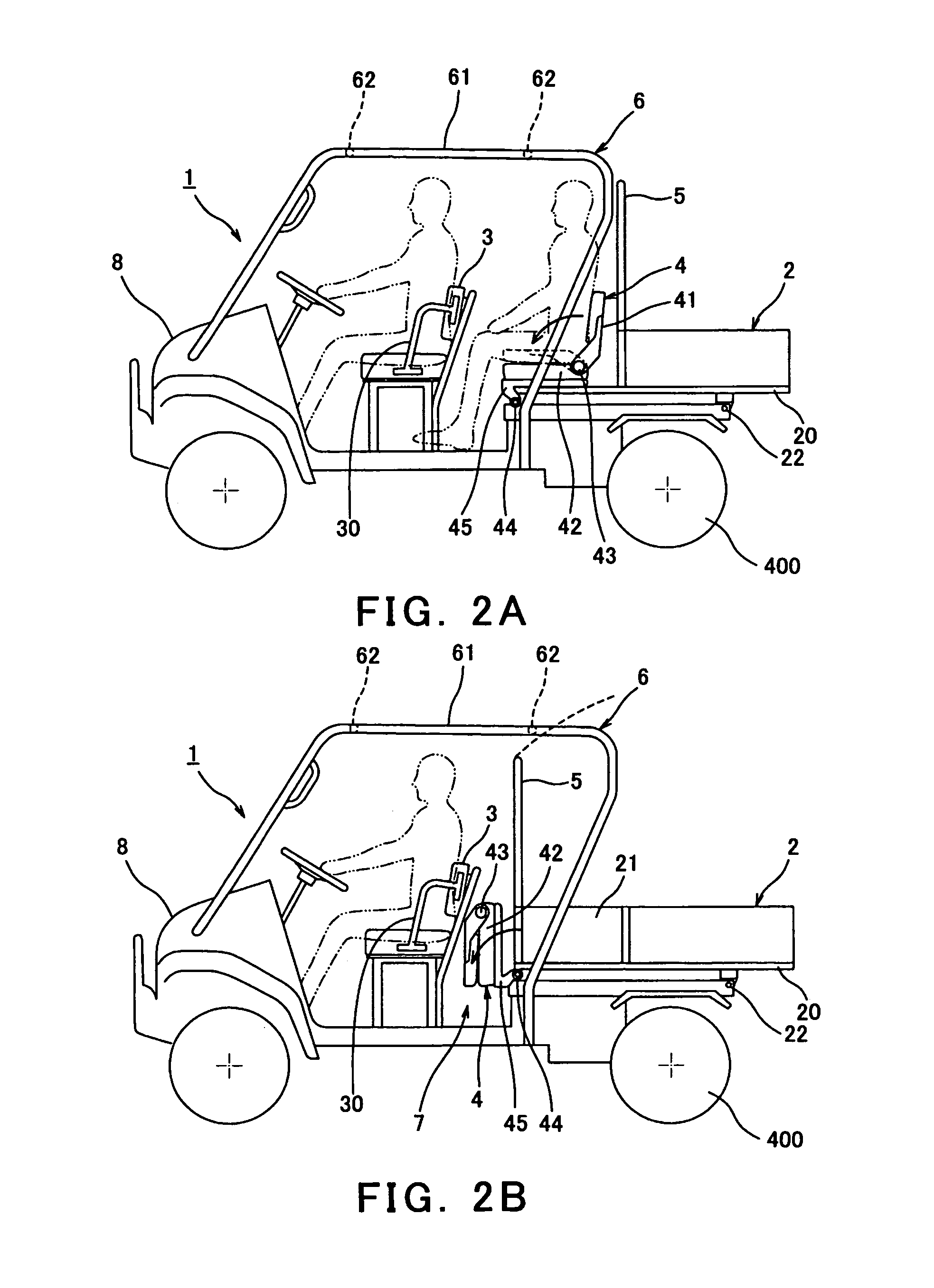 Pick-up style utility vehicle with two-way latch system