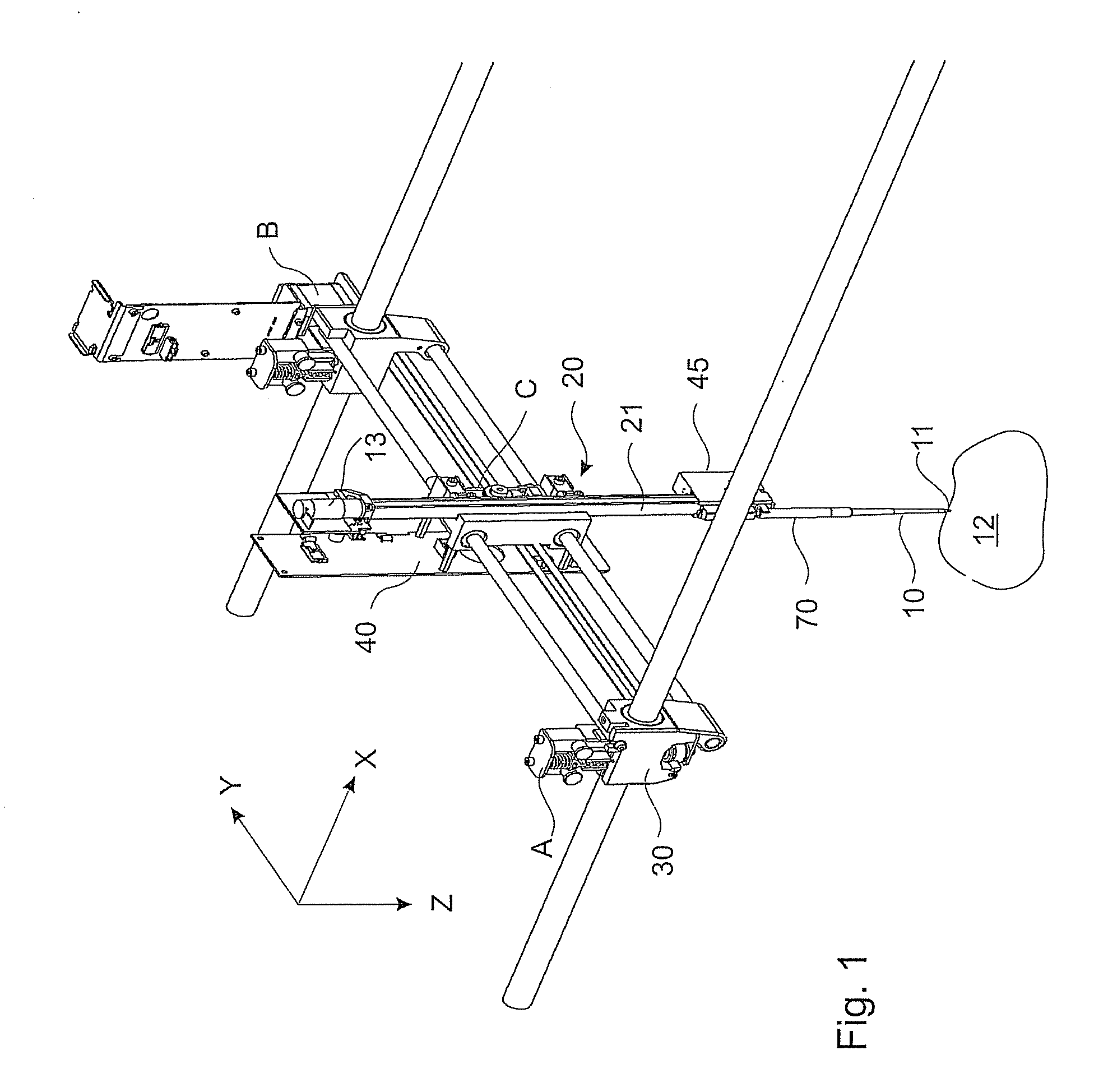 Positioning device for the positioning of pipettes