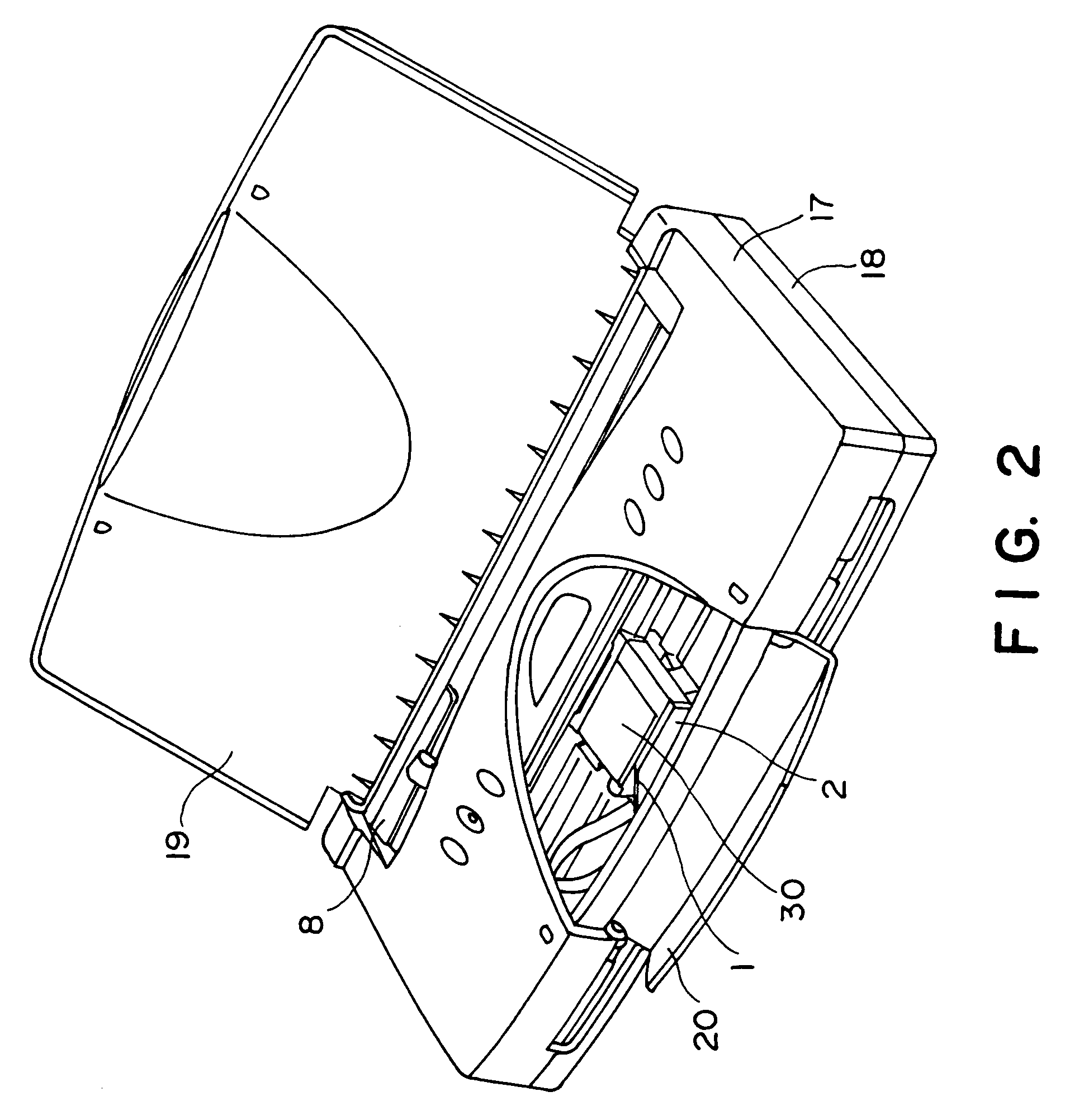 Ink container for ink jet printer, holder for the container, carriage for the holder and ink jet printer