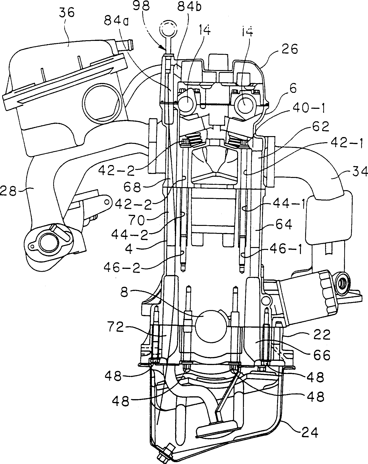 Leaked fuel gas return-flow structure for engine