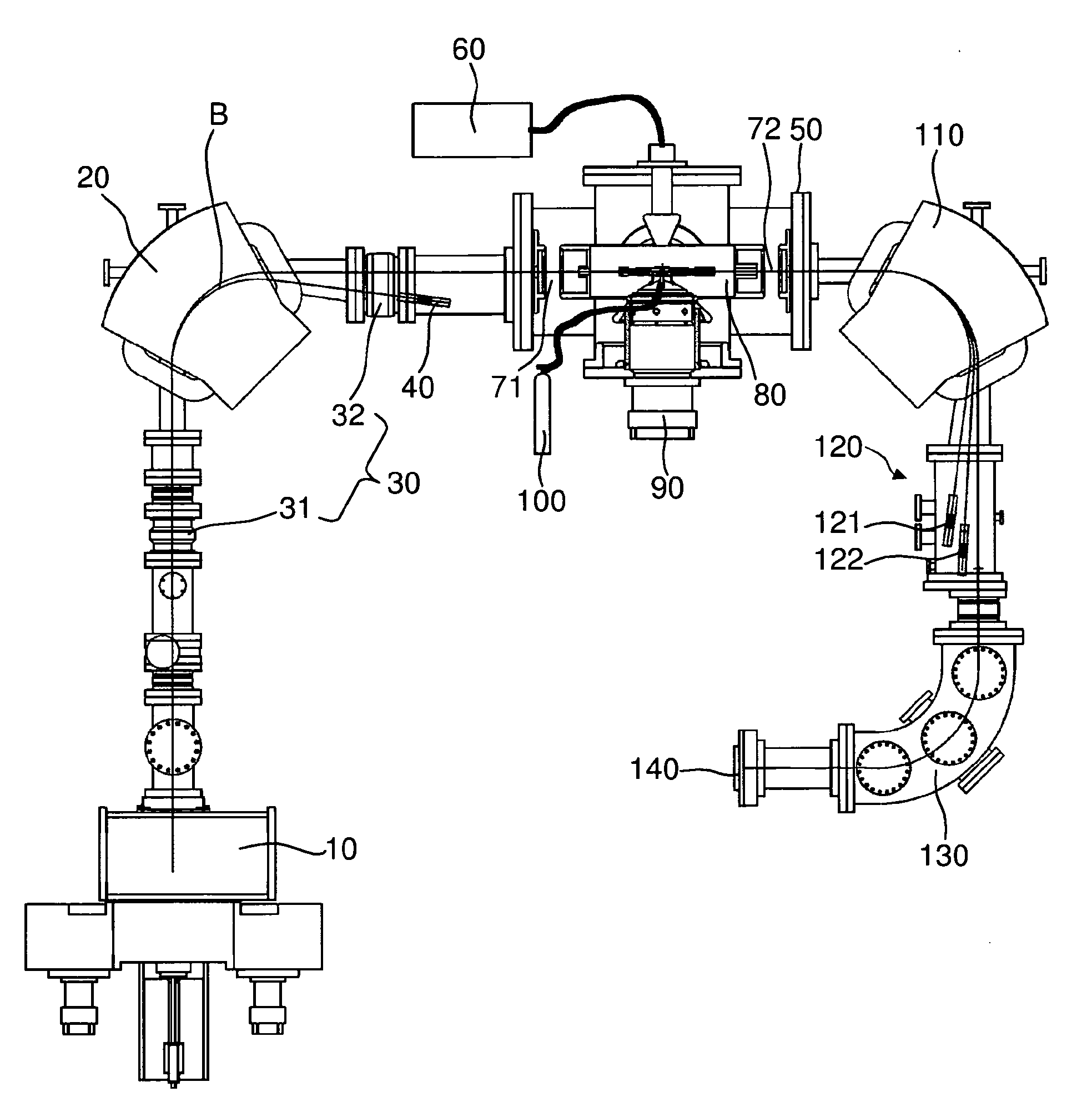 Mass spectrometry system with molecular dissociation and associated method