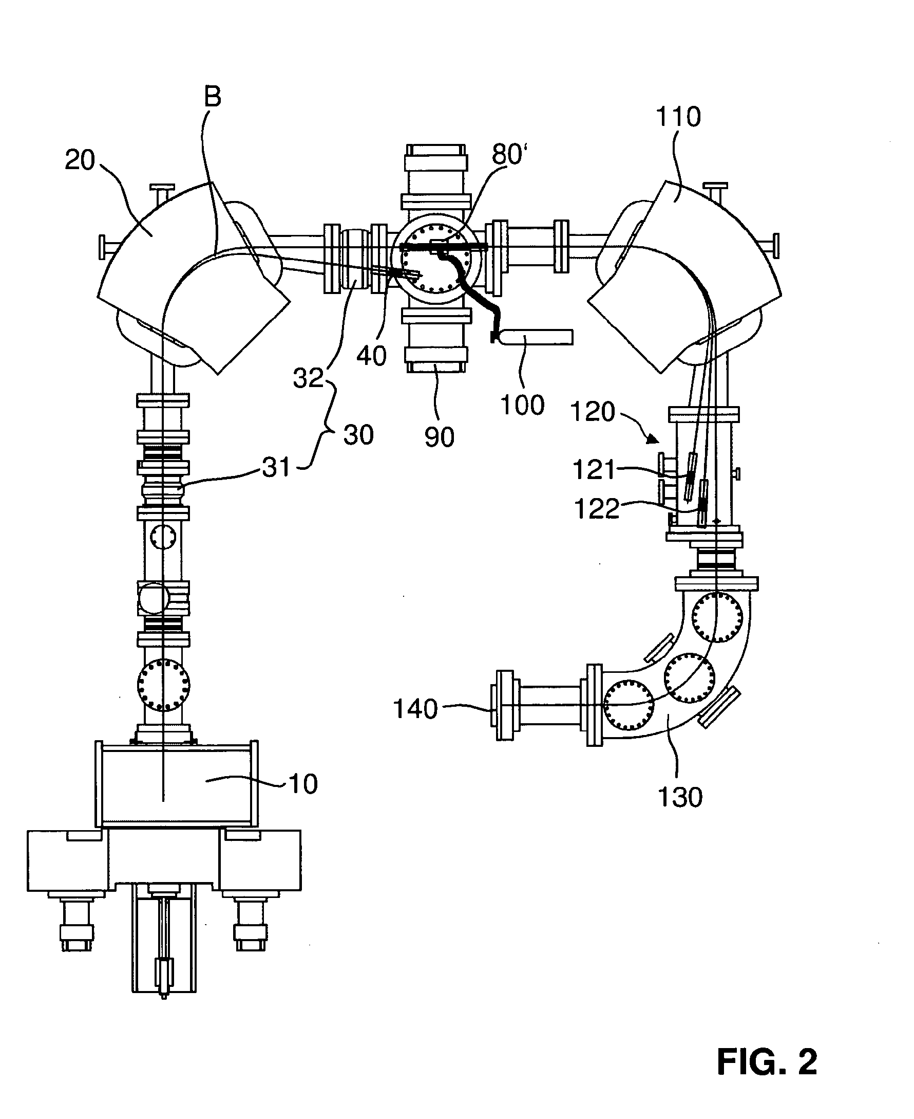 Mass spectrometry system with molecular dissociation and associated method