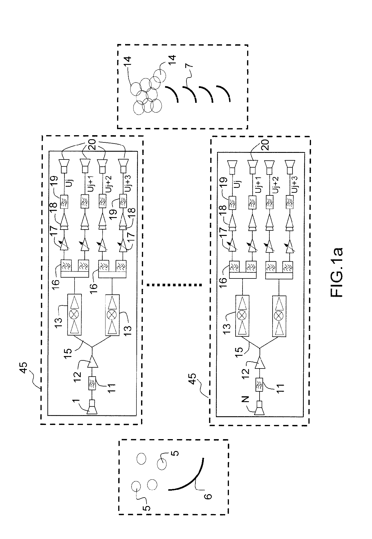 Multi-Spot Transmission and Reception System on Board a Satellite and Satellite Comprising Such a System