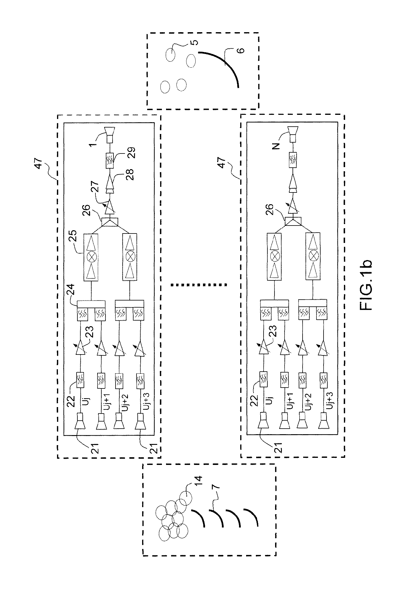 Multi-Spot Transmission and Reception System on Board a Satellite and Satellite Comprising Such a System