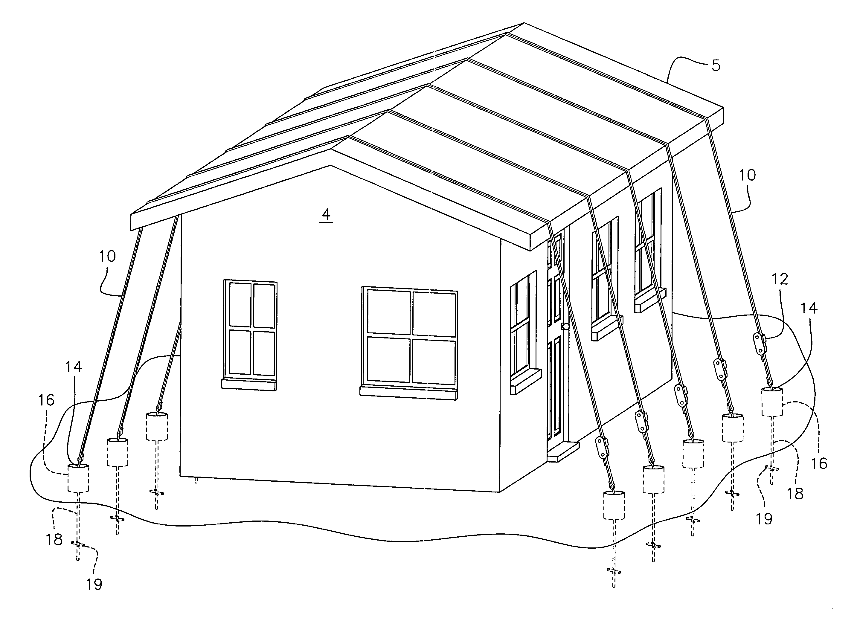 Method and apparatus for securing property from wind damage