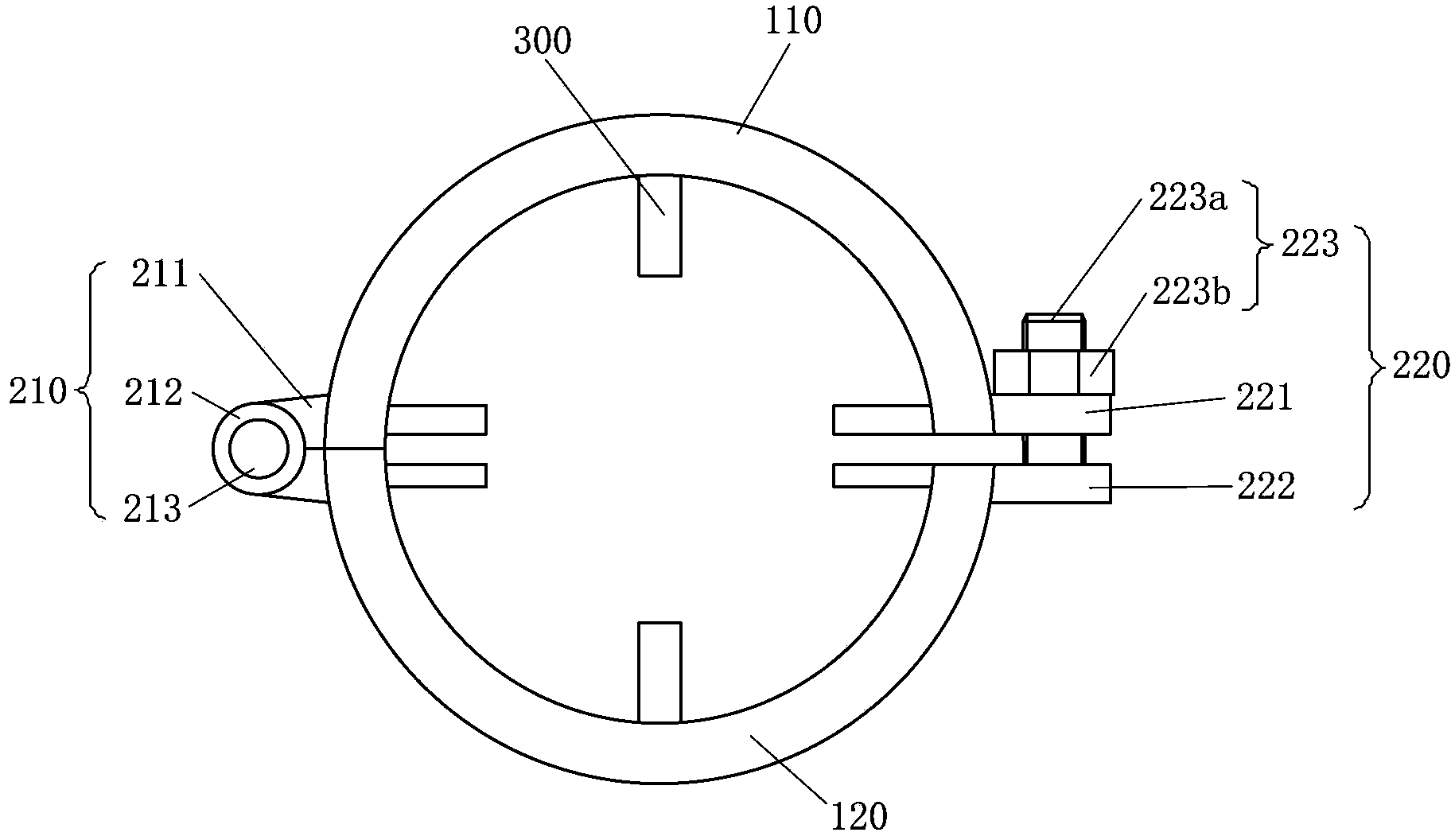 Pipeline outer opening aligning device and pipeline grouping welding method