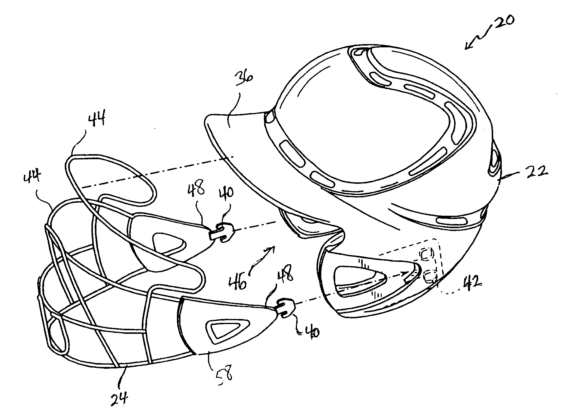Sports helmet with removable facemask