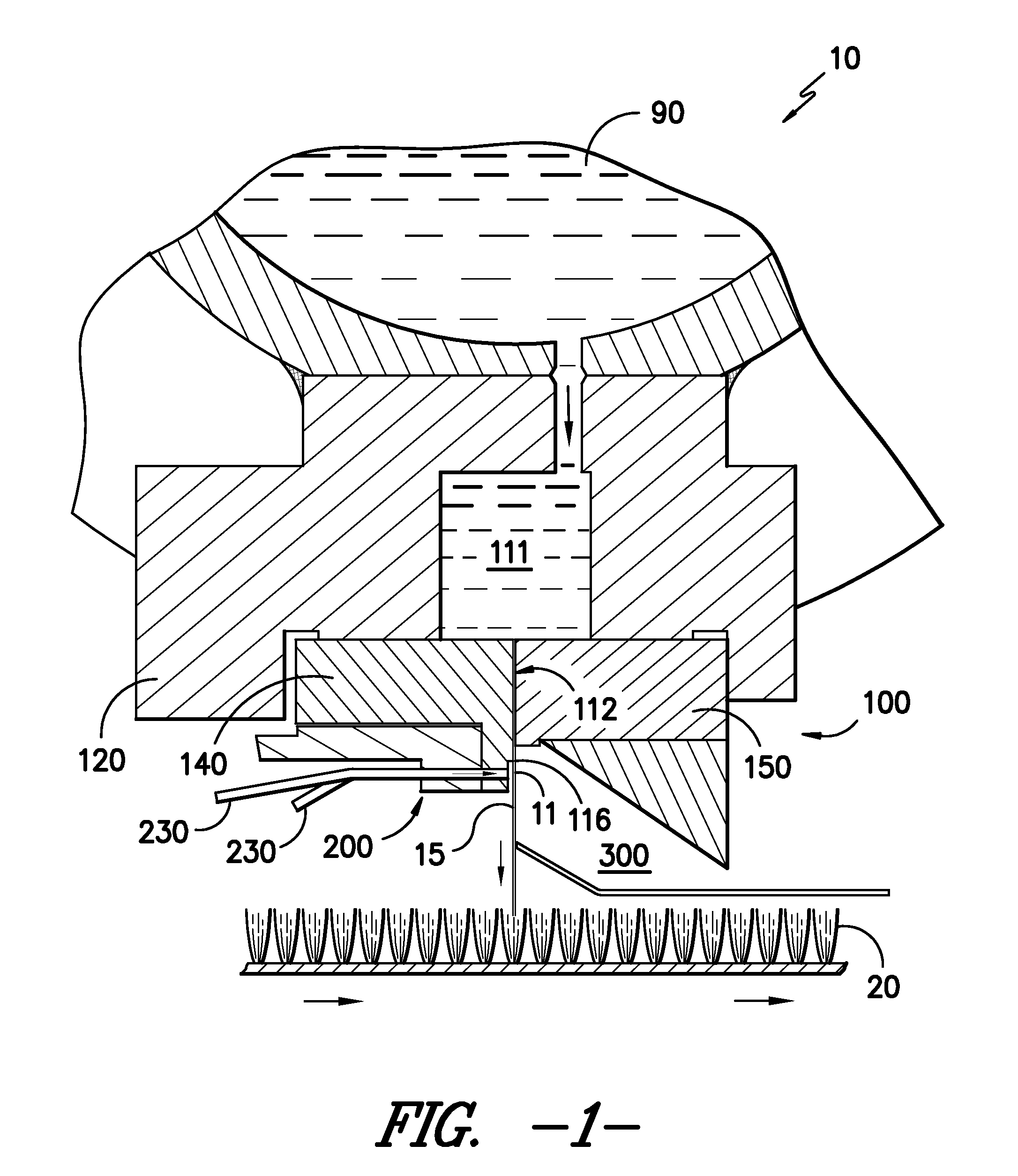 Apparatus and method for controlled application of liquid streams to a substrate