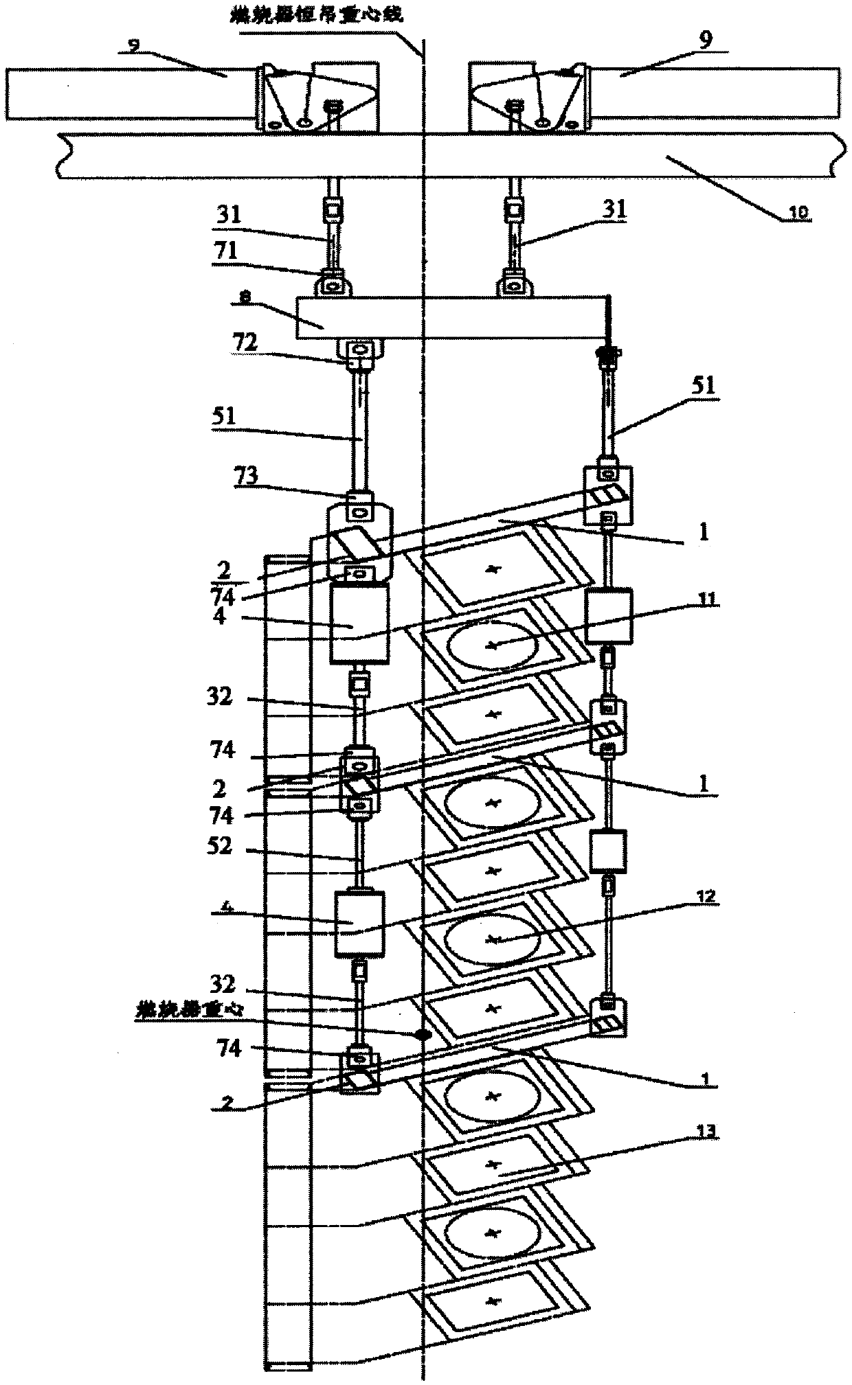 A device for balancing and suspending a burner with a double constant force spring hanger