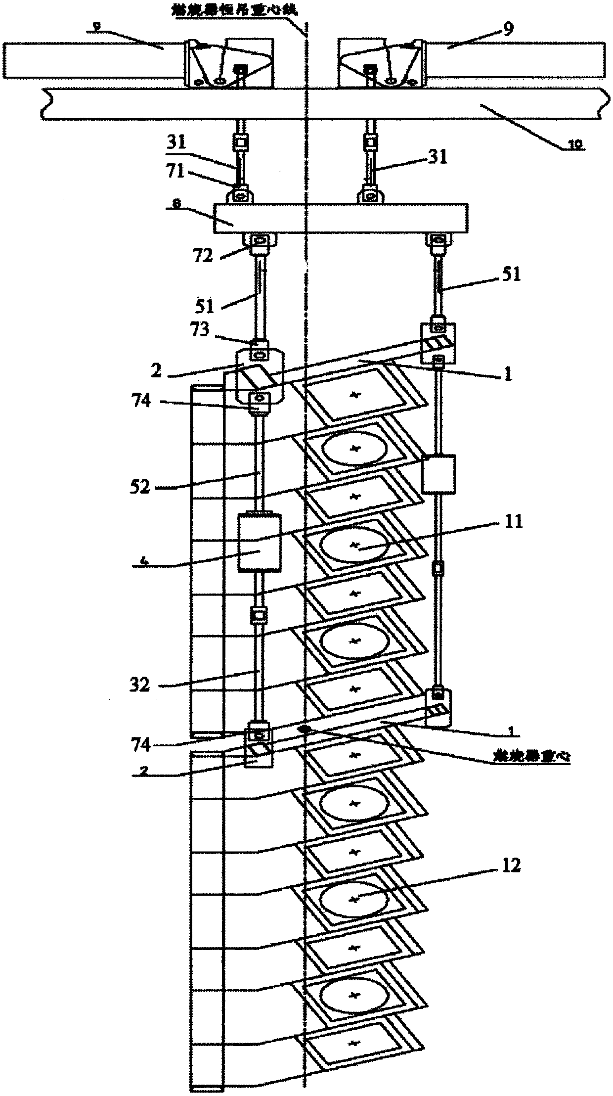A device for balancing and suspending a burner with a double constant force spring hanger