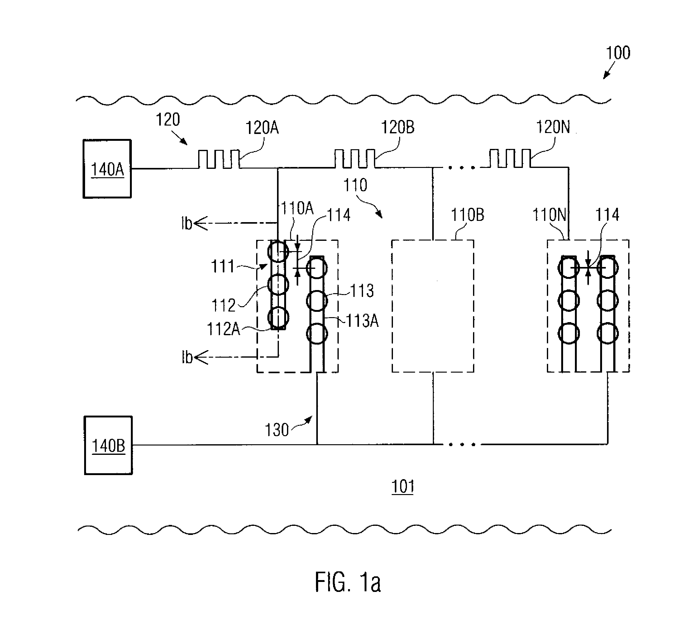 Test structure for monitoring leakage currents in a metallization layer