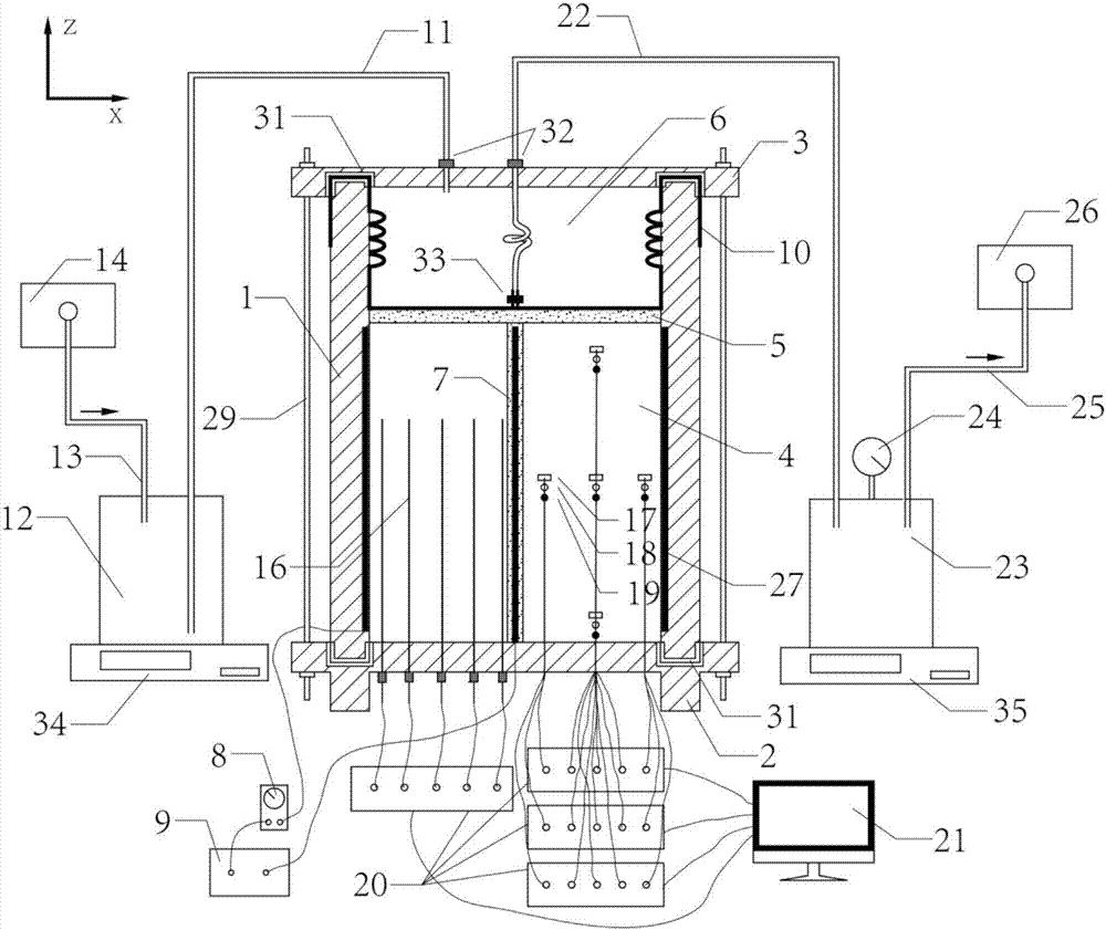 Vacuum preloading combined electric osmosis test apparatus