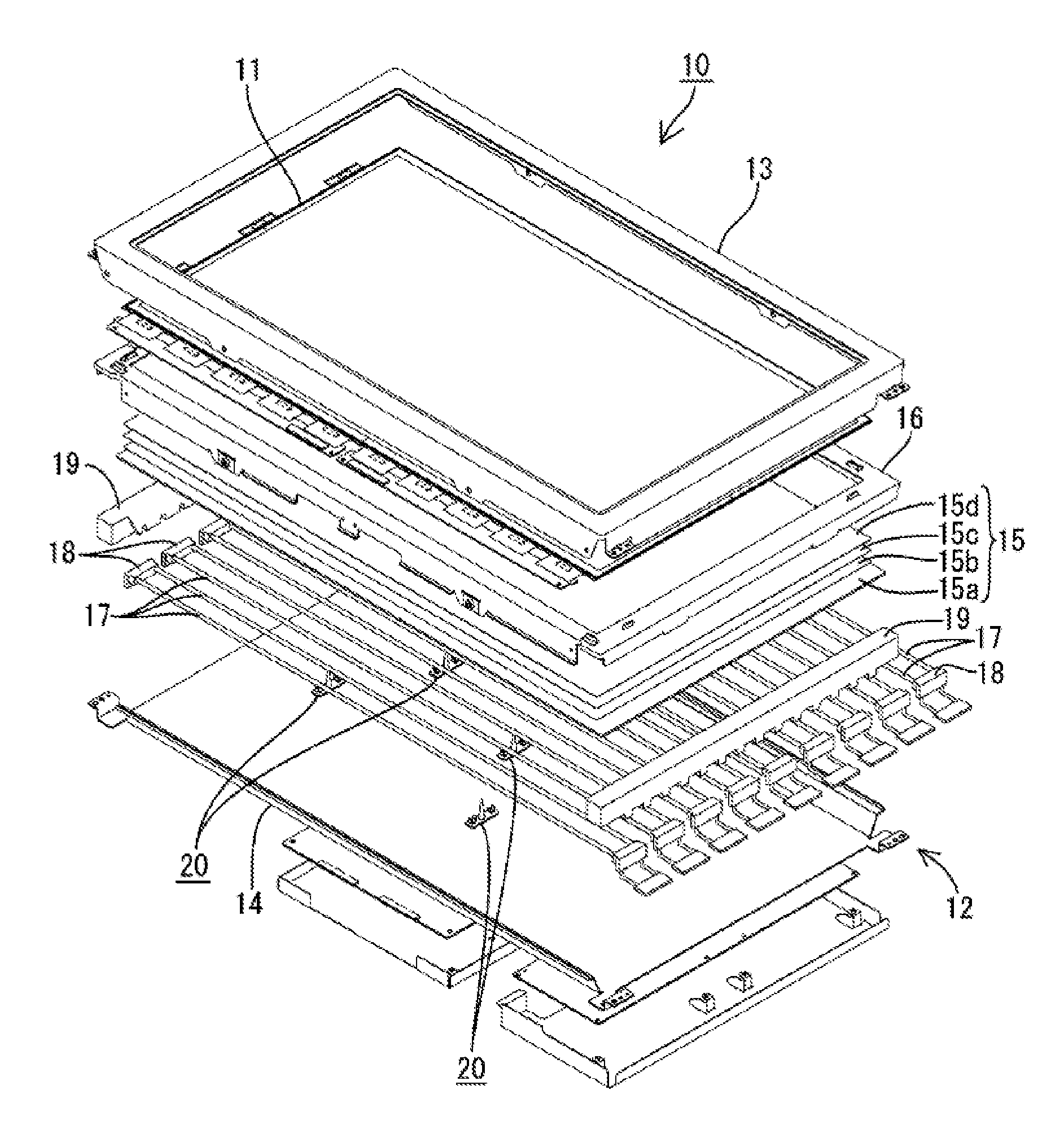 Lamp holding apparatus, backlight device for display device including same, display device including same and liquid crystal display device including backlight device for display device