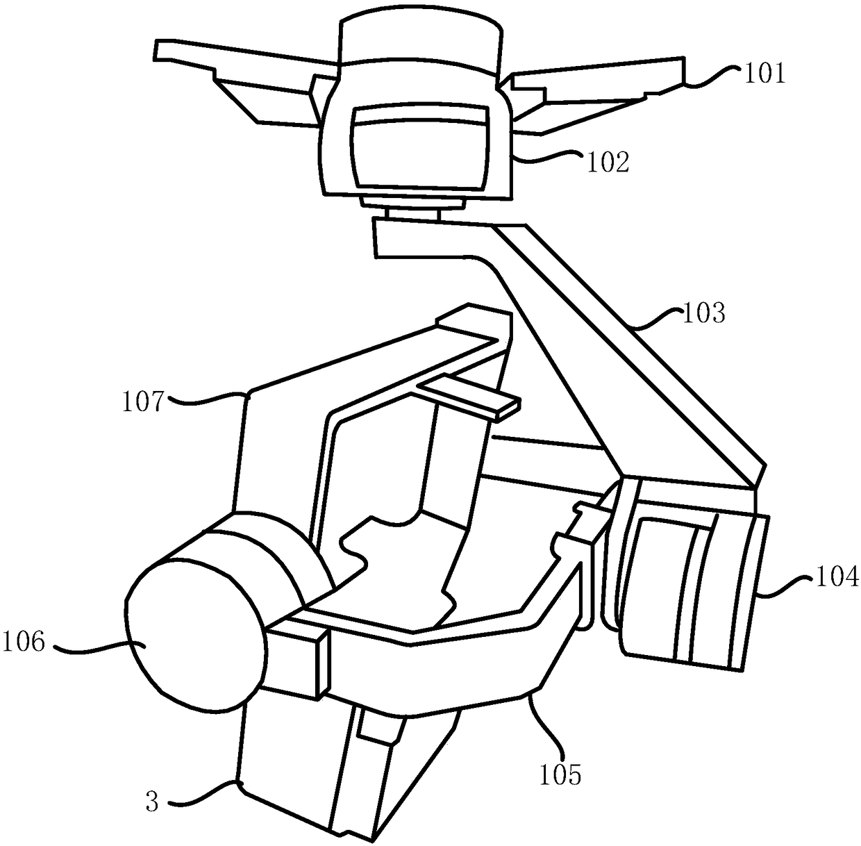 Unmanned aerial vehicle mounting device for automatic blade tracking detection, unmanned aerial vehicle and method