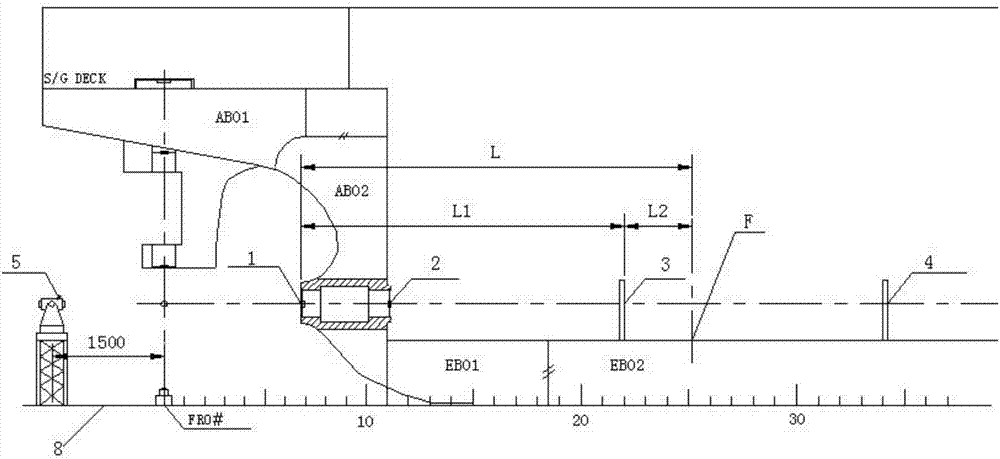 Method for positioning marine main engine foot bolt hole