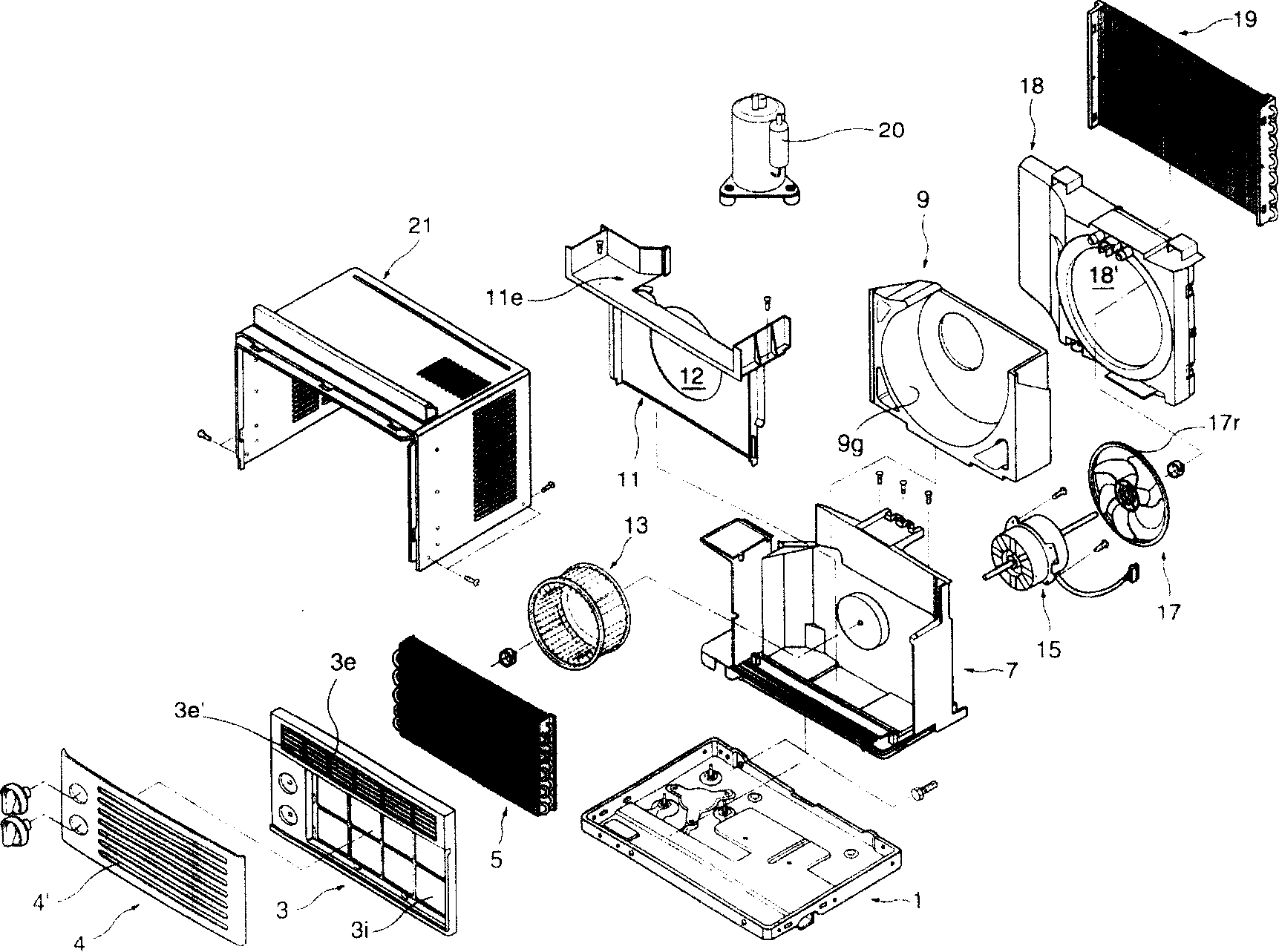 Outdoor fan components for window-type air-conditioner