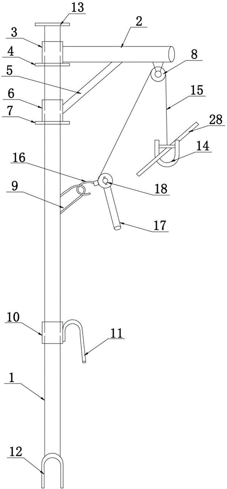 Device and method for lifting wire during distribution line construction