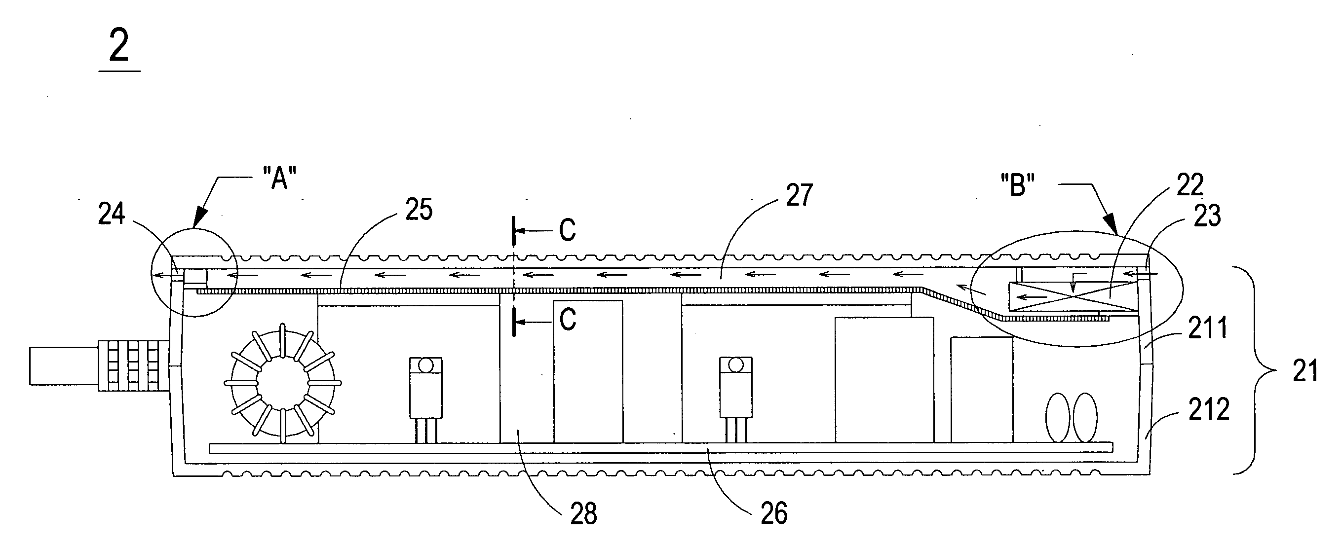 Electronic device with waterproof and heat-dissipating structure