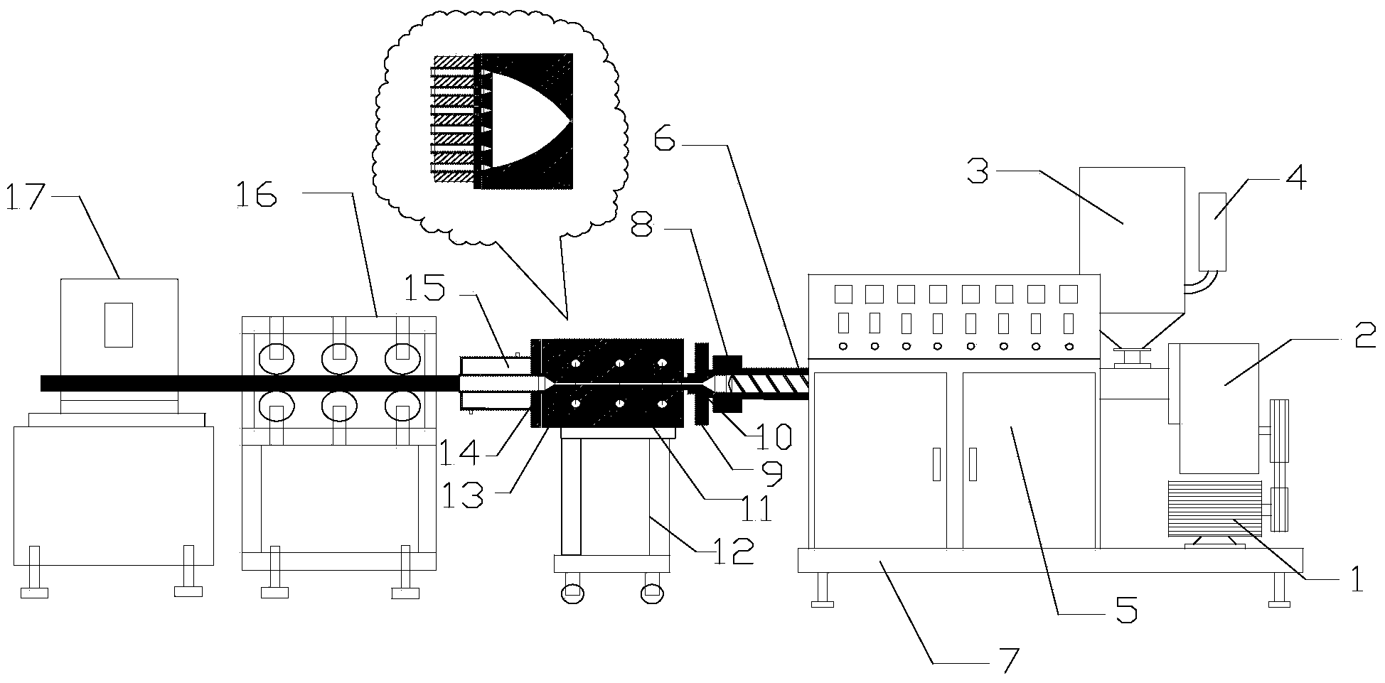 PEEK plastic rod production device and process