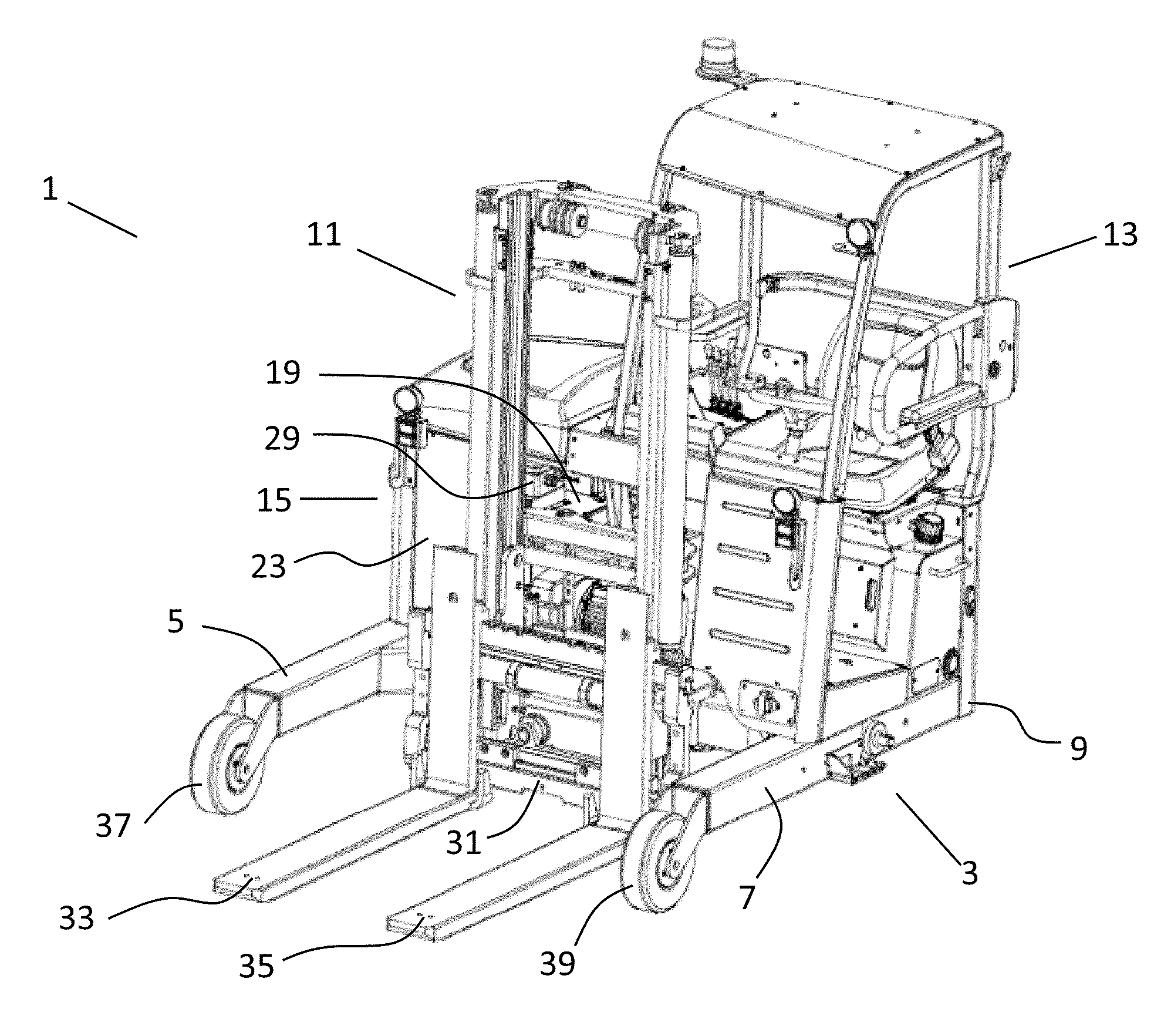 Piggyback forklift truck and method of operating same