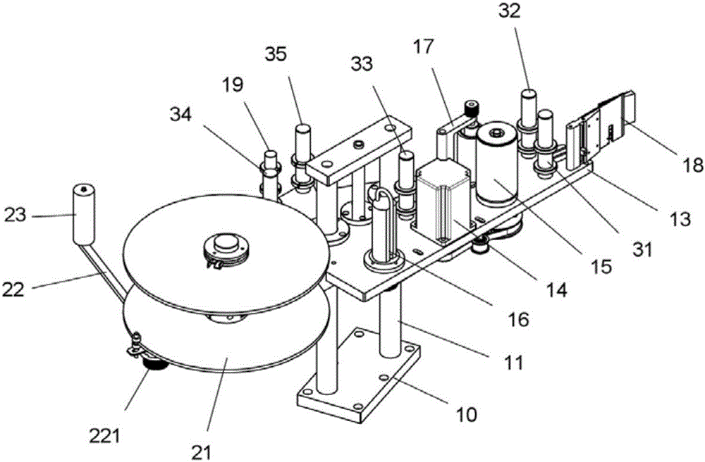 Labeling device used in pharmaceutical manufacturing process