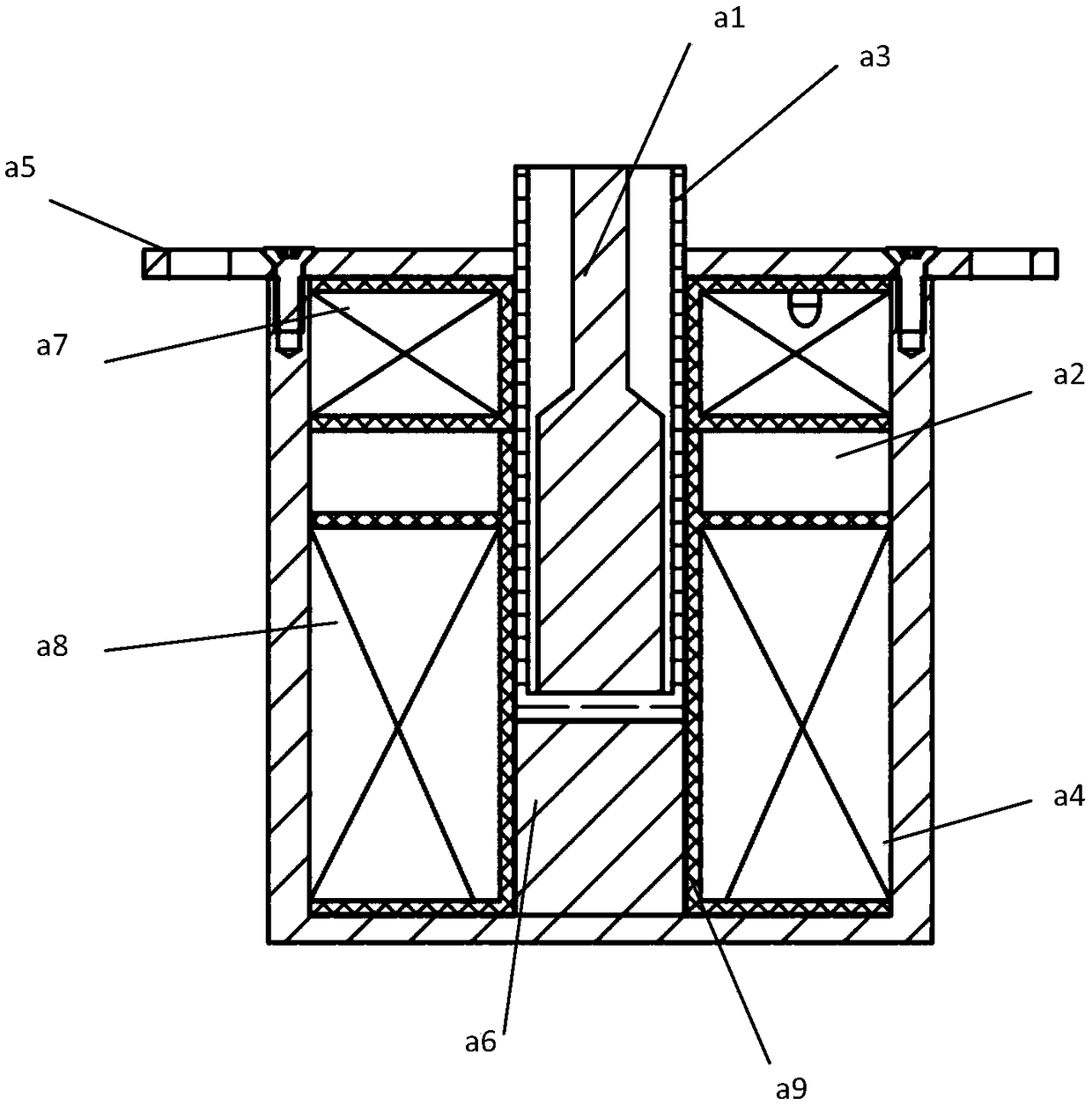 Double-coil bistable-state electromagnetic mechanism provided with armature with sealing conical surface