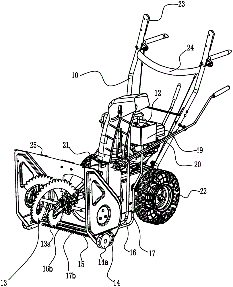 Snow sweeper adjusted and controlled through pull rope