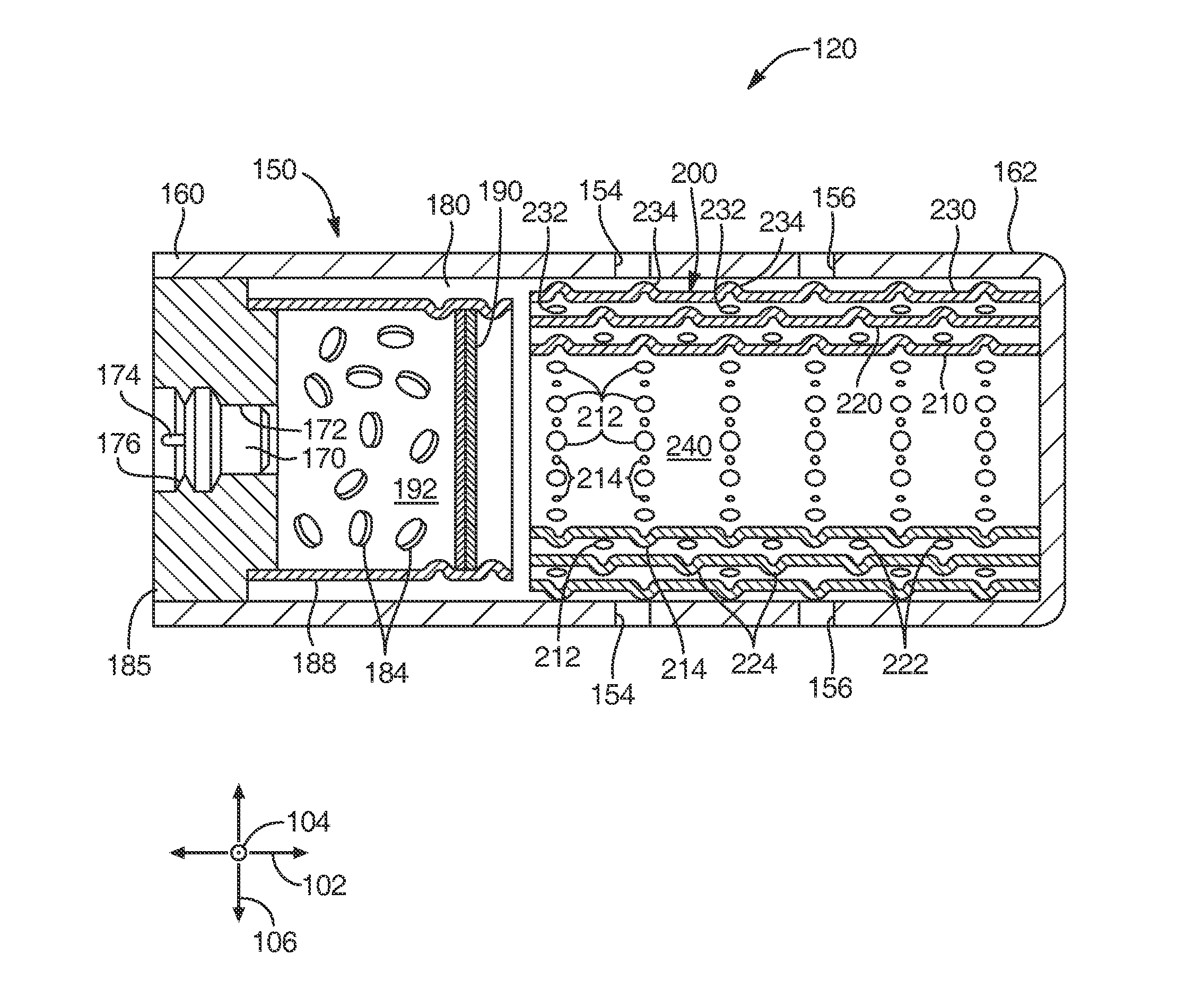 System and method for inflation gas filtration through a tortuous flow pathway