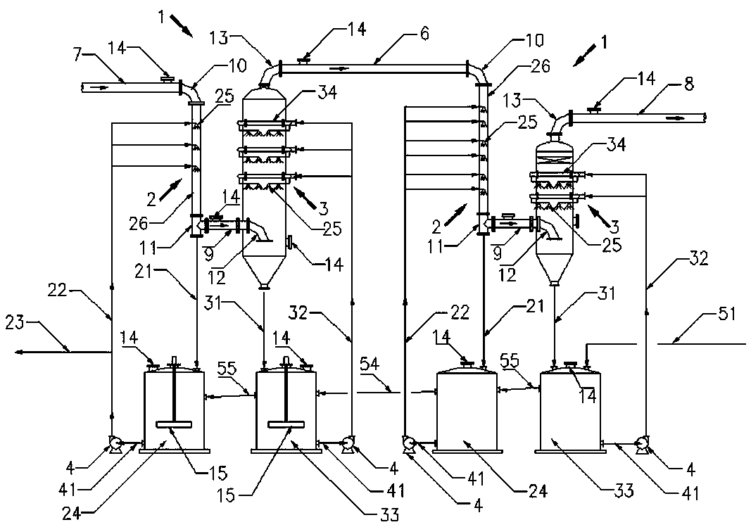 Washing treatment system for silicon tetrafluoride in fluorine-containing tail gas