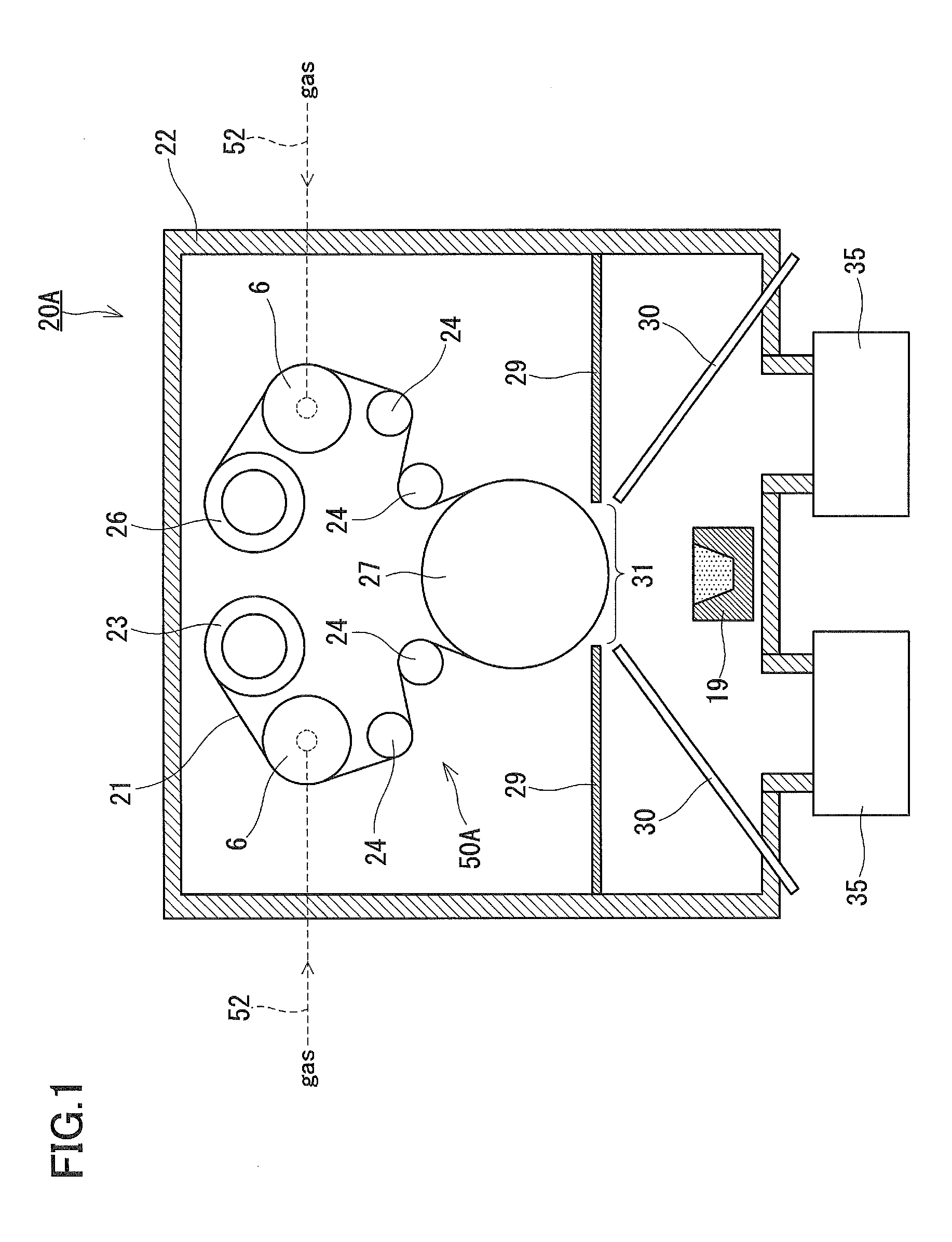 Thin film-manufacturing apparatus,thin film-manufacturing method,and substrate-conveying roller