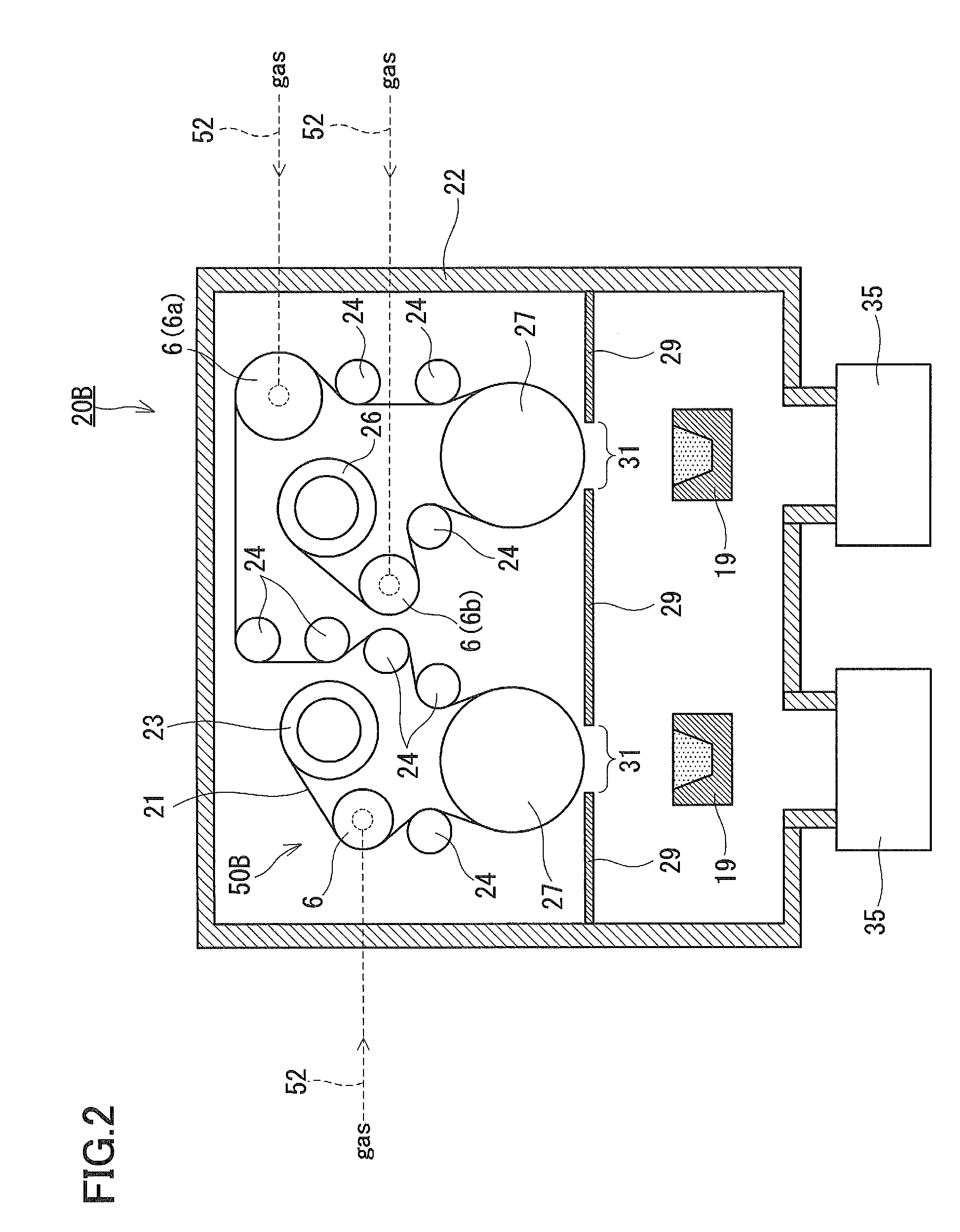 Thin film-manufacturing apparatus,thin film-manufacturing method,and substrate-conveying roller