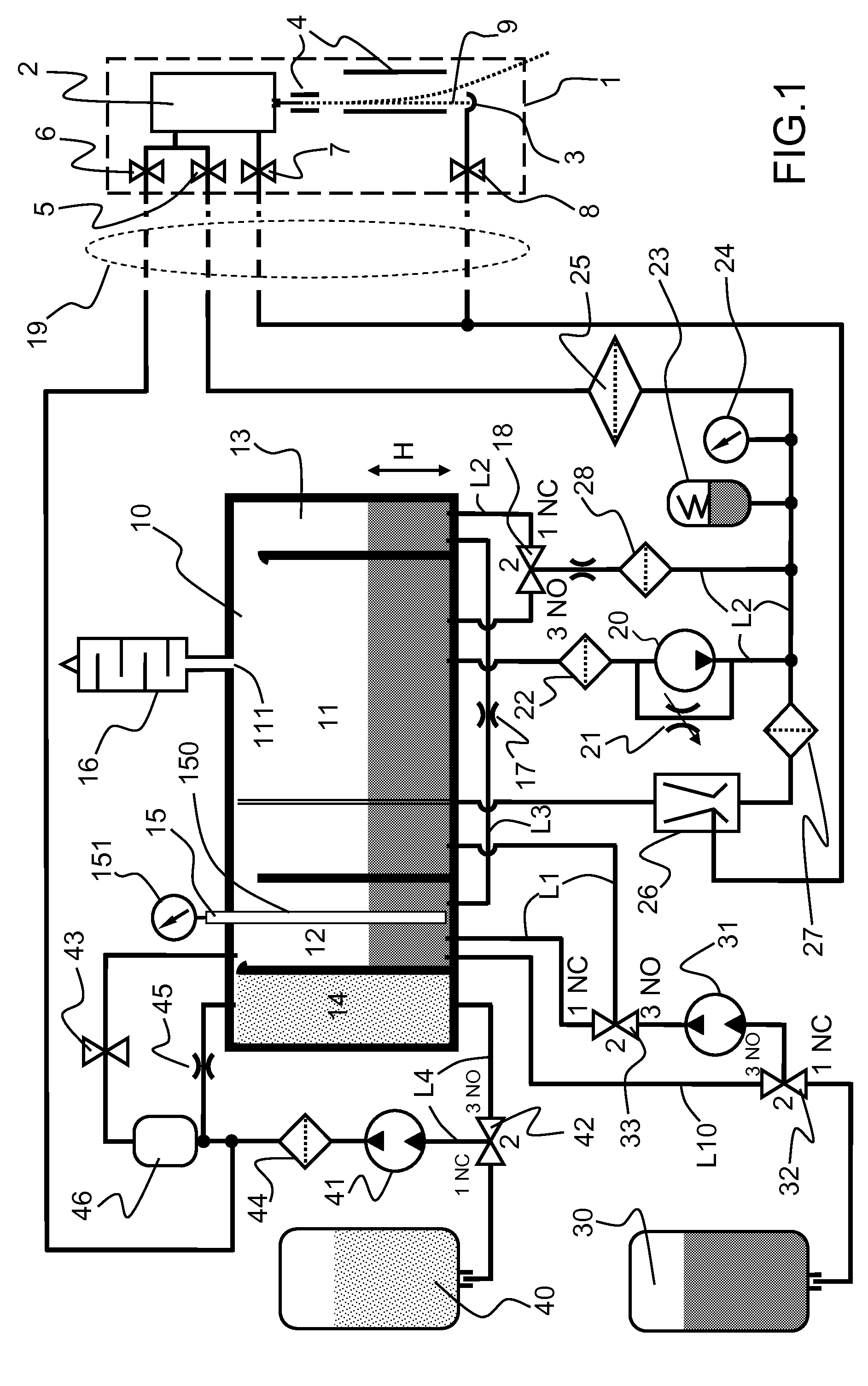 Measuring system in a fluid circuit of a continuous inkjet printer, related fluid circuit and block designed to implement said measuring system