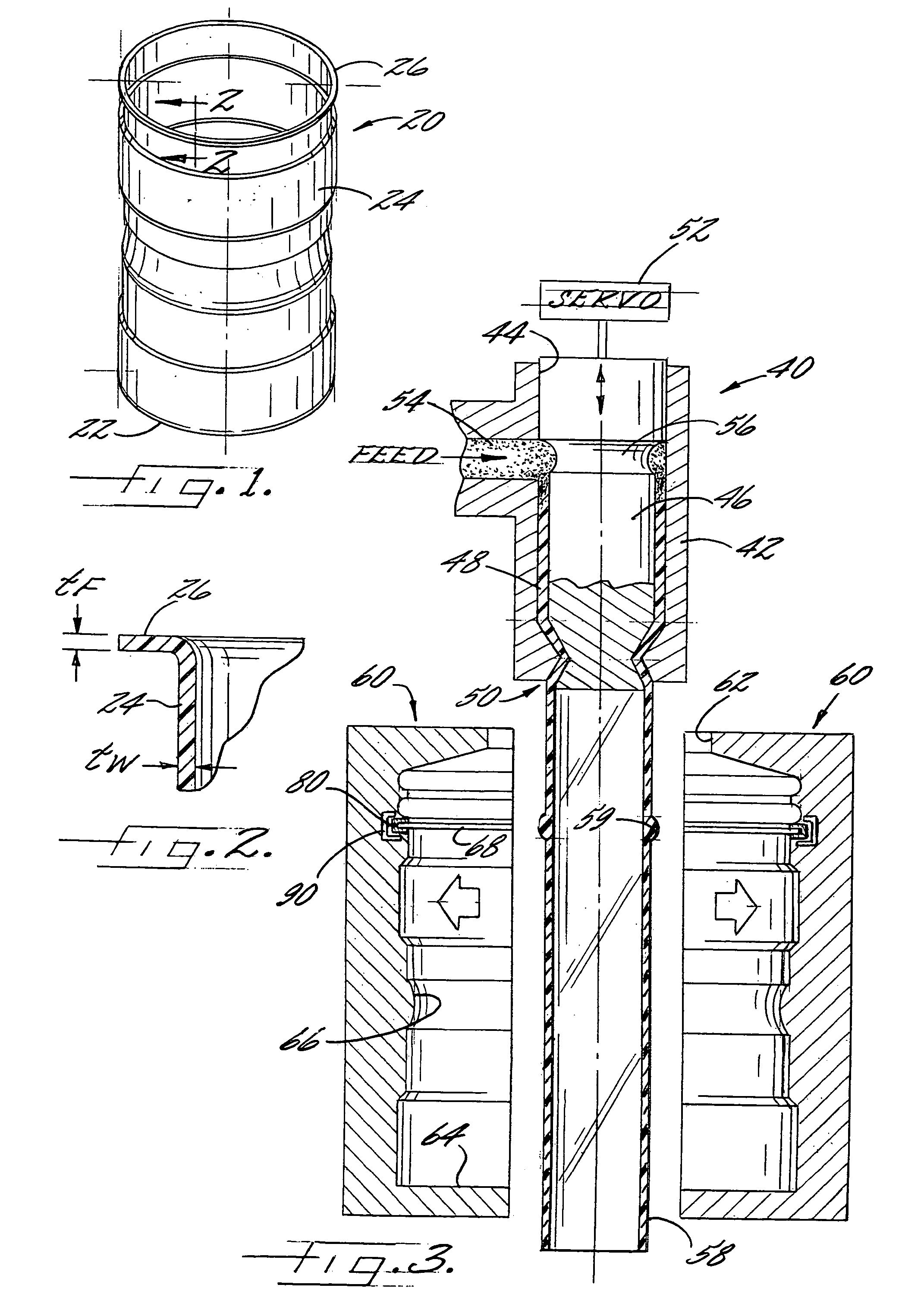 Method and apparatus for blow-molding an article having a solid radially outwardly projecting flange